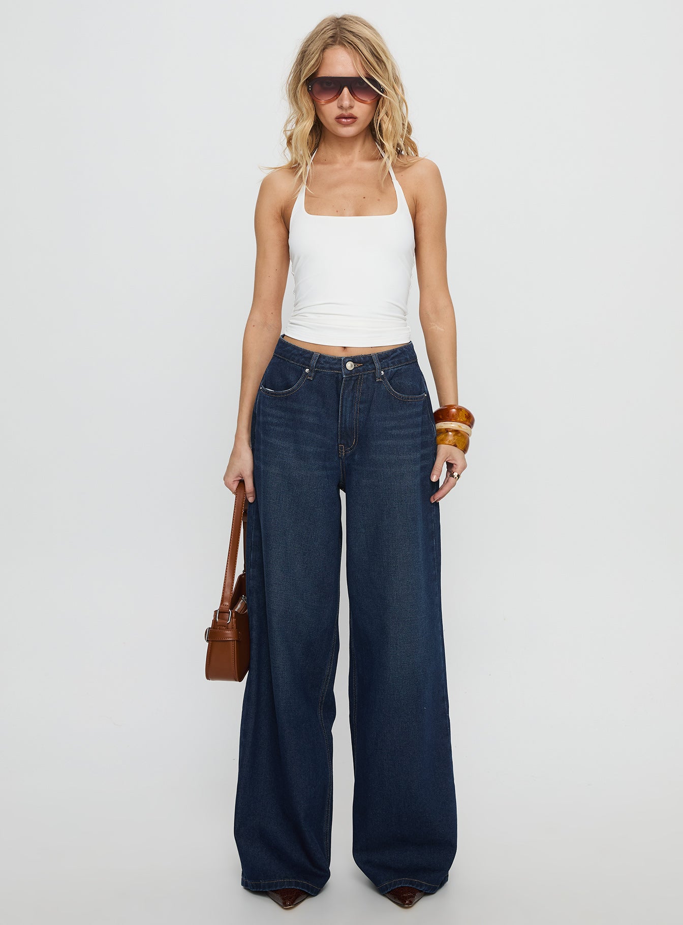 Naylor Mid Rise Wide Leg Jeans Mid Blue Denim women's denim jeans by Ellevoria