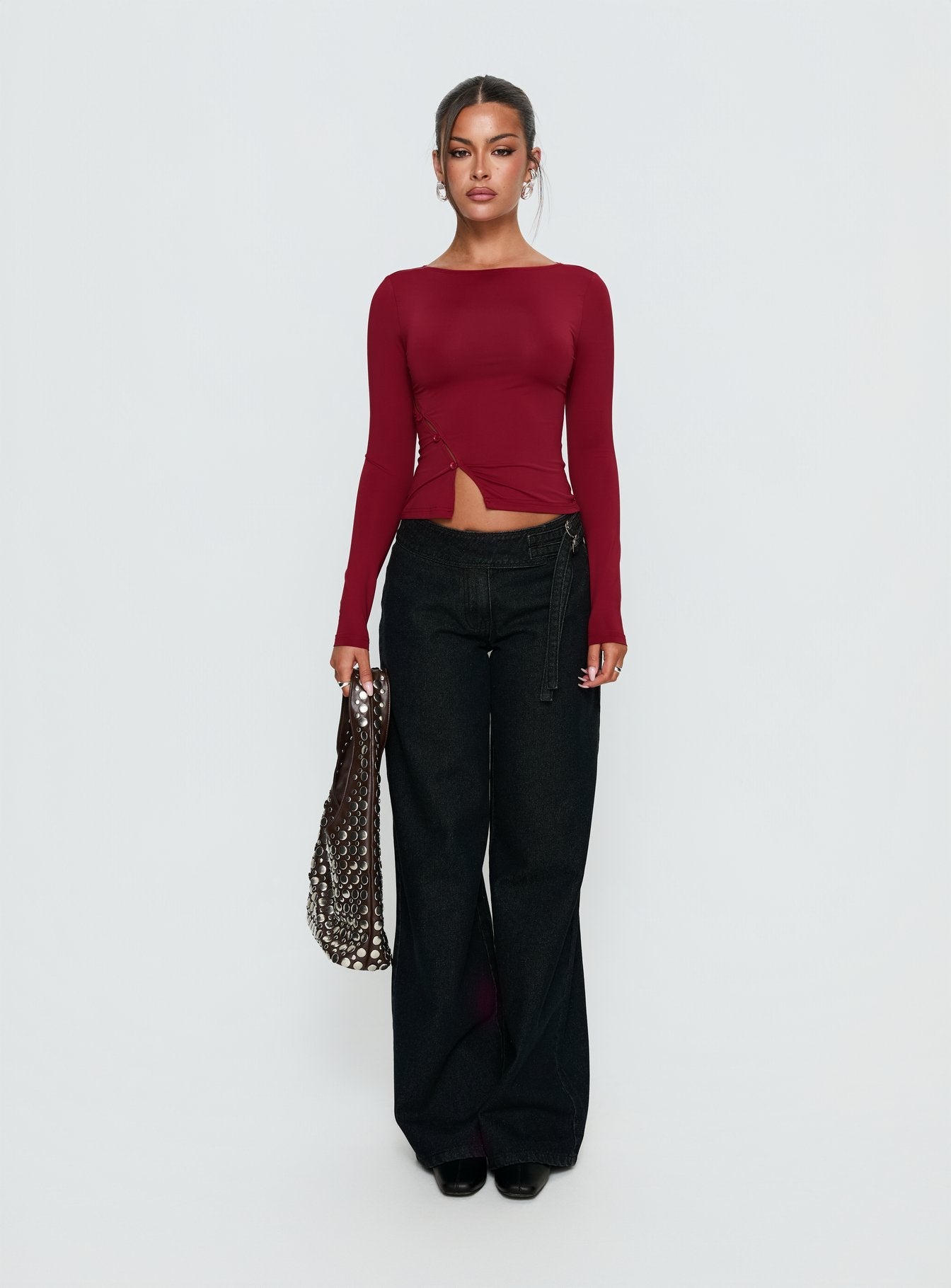 Boxie Mid Rise Wide Leg Jeans Washed Black women's denim jeans by Ellevoria