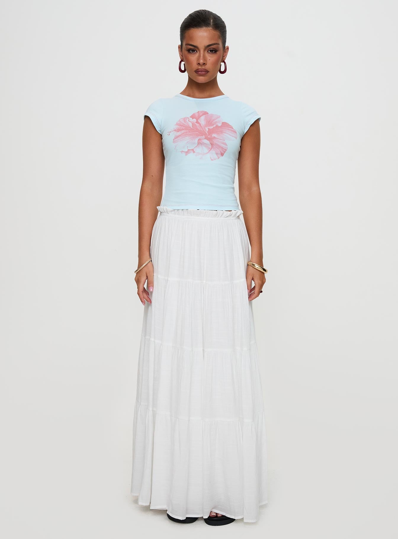 Owenz Hibiscus Baby Tee Blue - women's top by Ellevoria - view 12