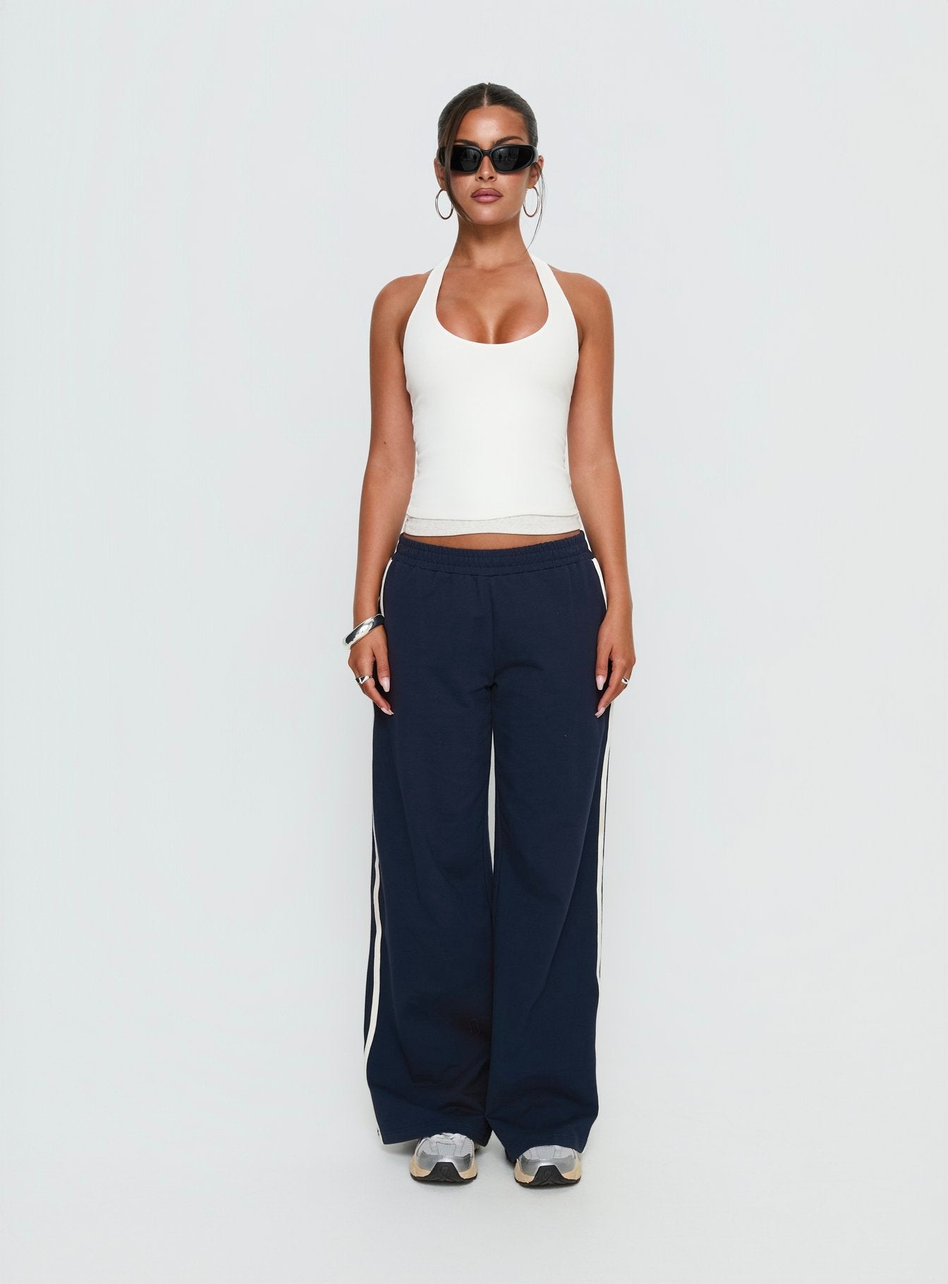 Debee Layered Halter Top White / Grey - women's top by Ellevoria - view 7
