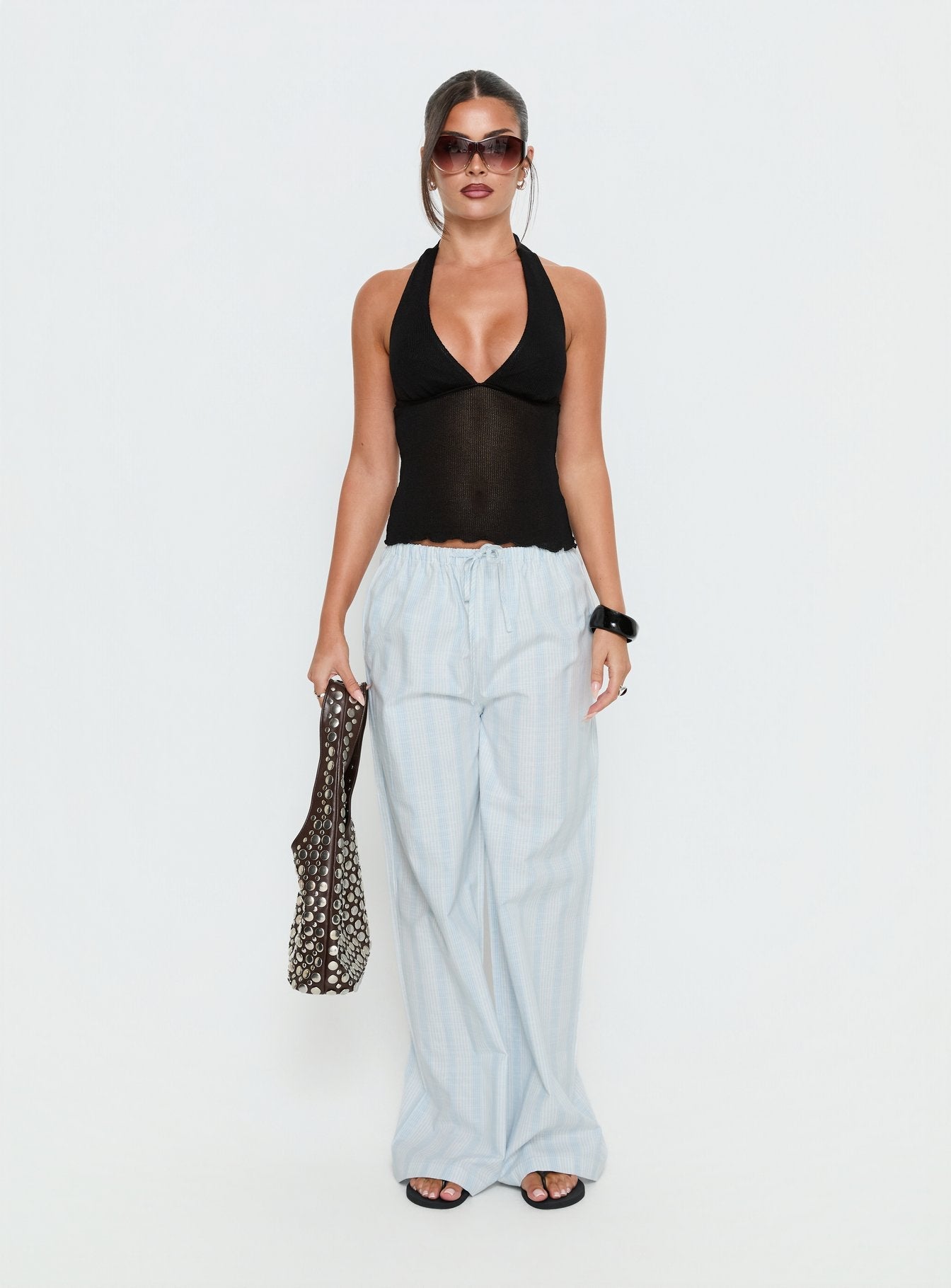 Parklea Pants Blue / White Stripe - loose fit women's bottoms by Ellevoria