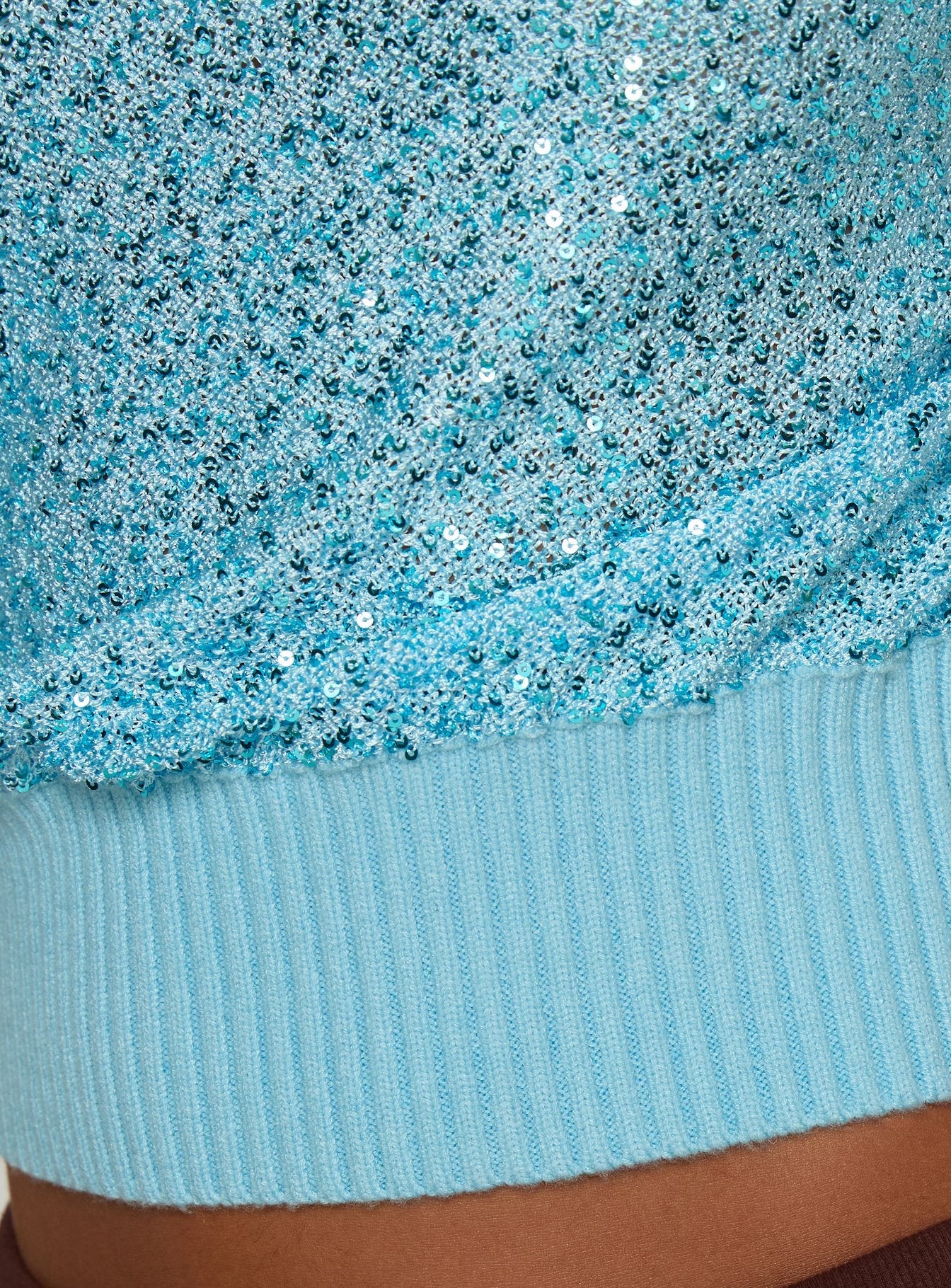 Marysa Sequin Knit Blouson Top Blue - women's top by Ellevoria - view 7