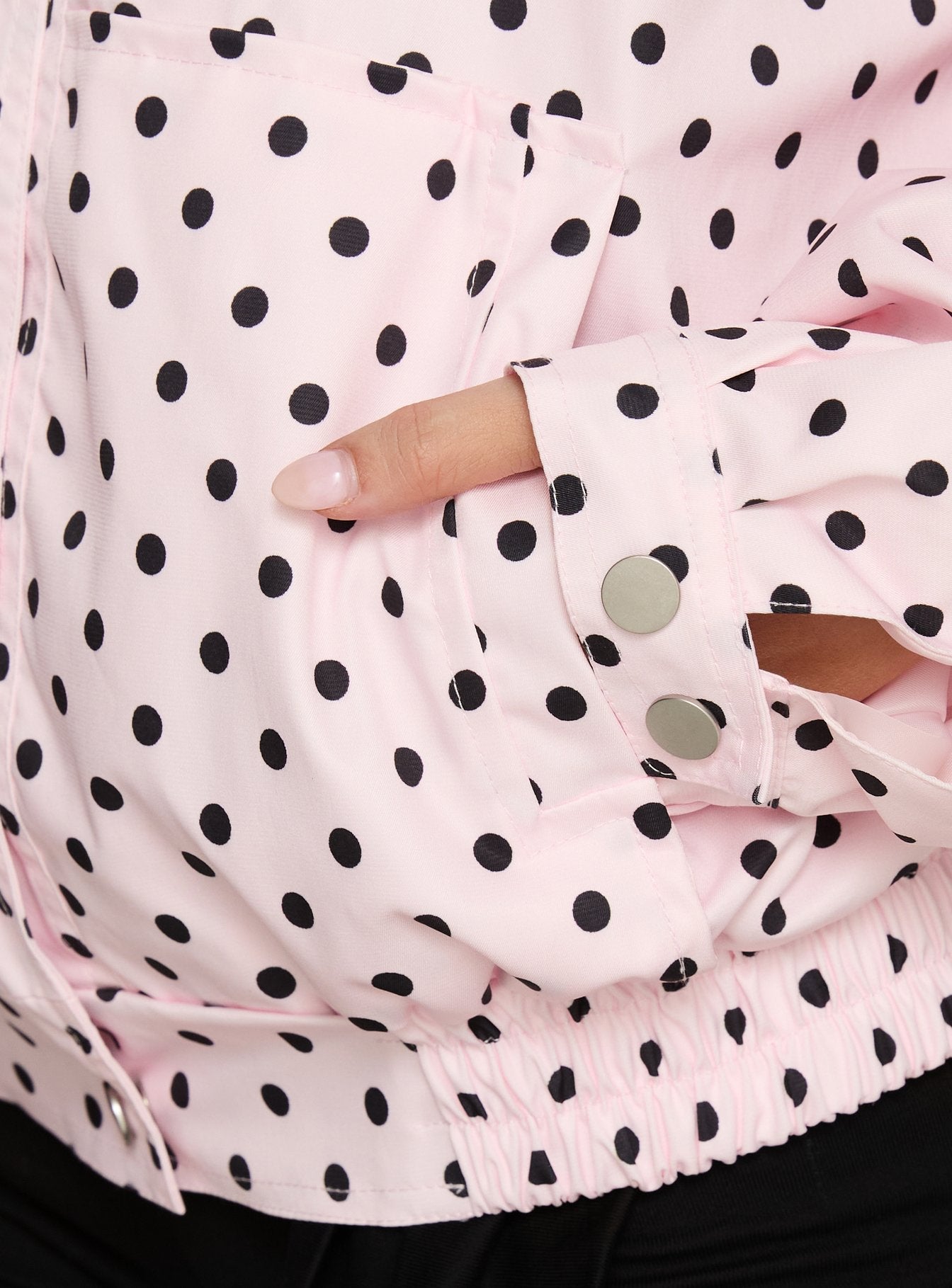 Swayer Oversized Jacket Pink Polka Dot women's jacket by Ellevoria