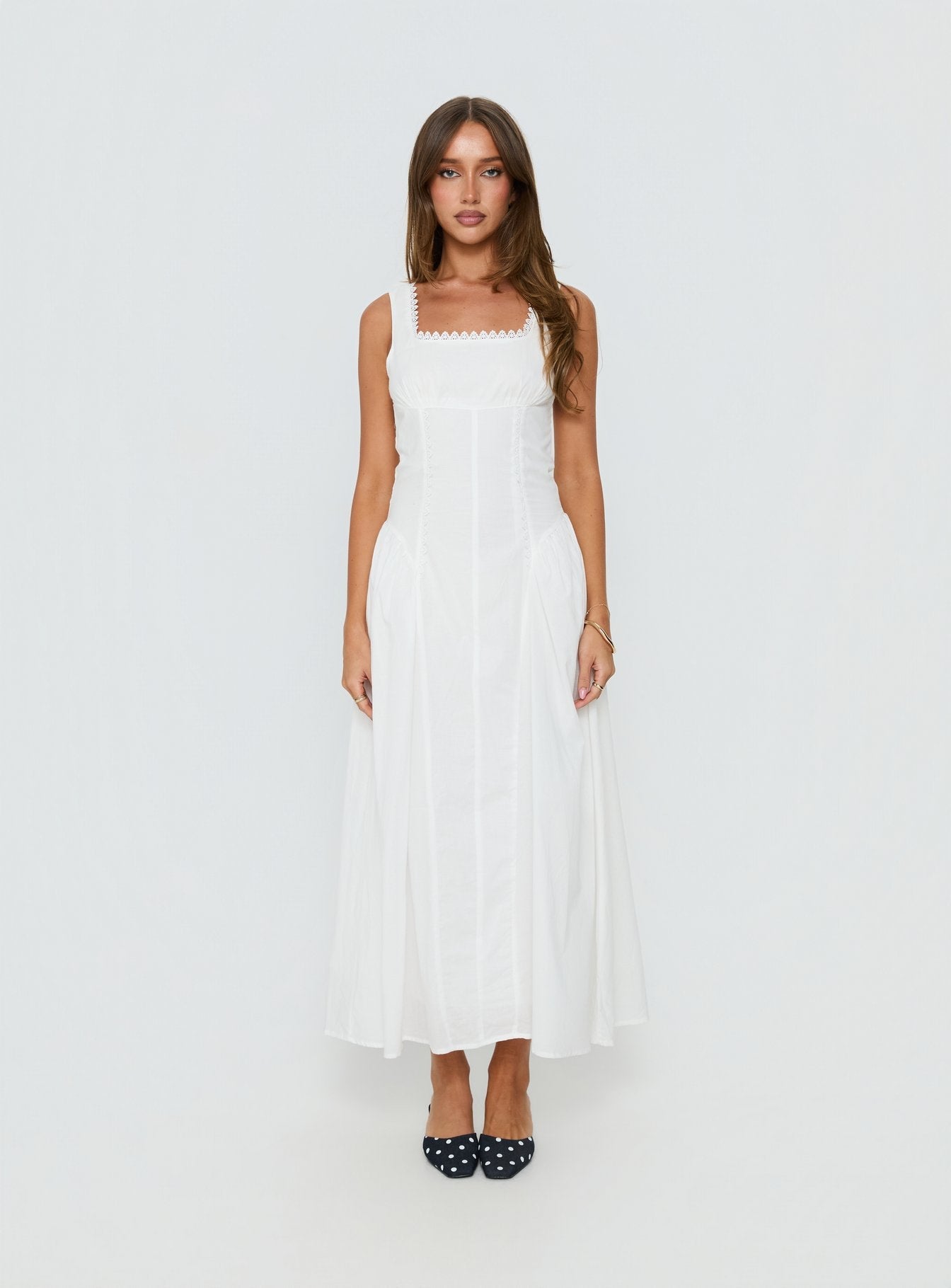Mariette Panelled Midi Dress White - women's midi dress by Ellevoria - view 7