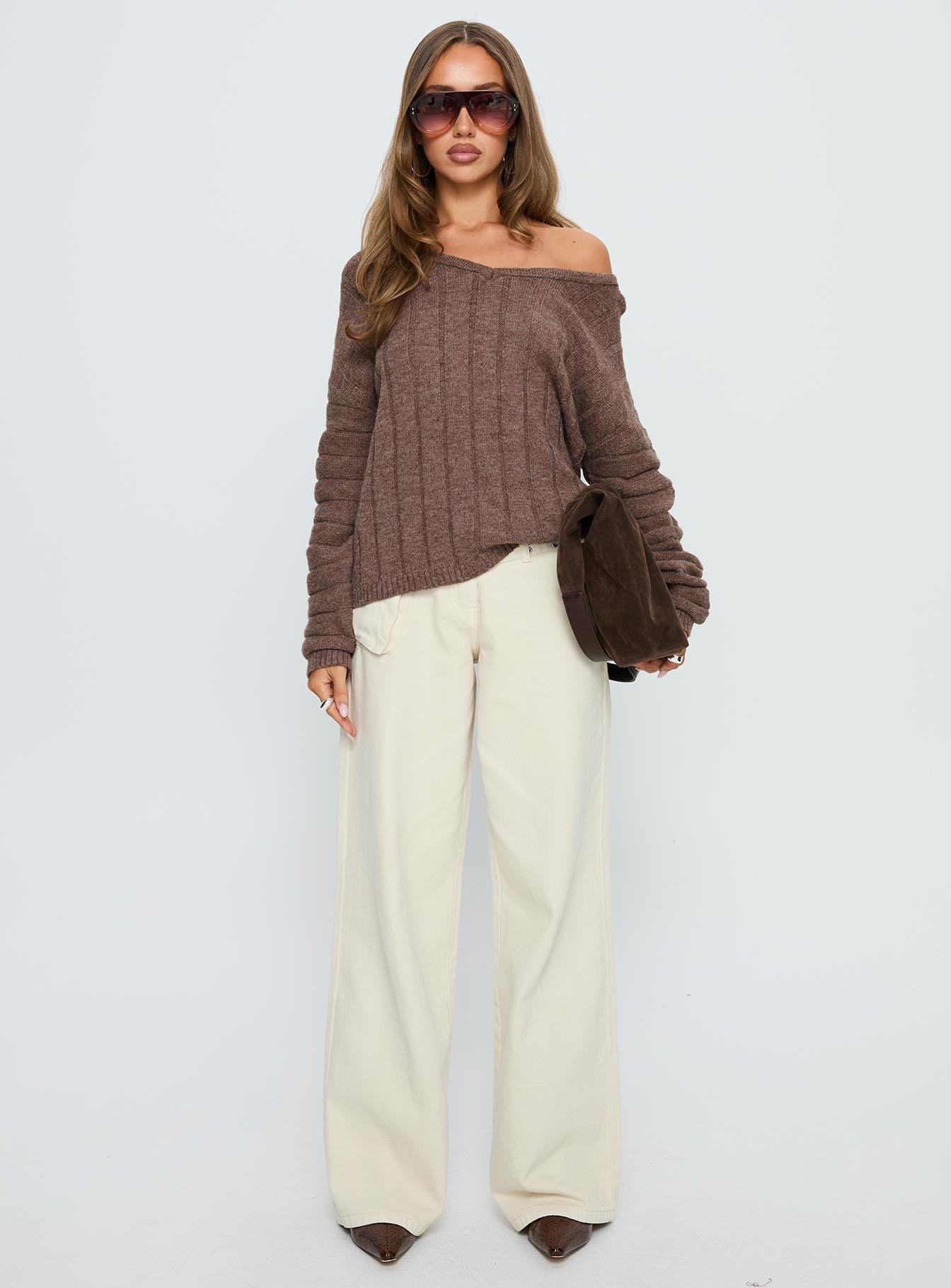 Main Thing Knit Sweater Mocha women's sweater by Ellevoria