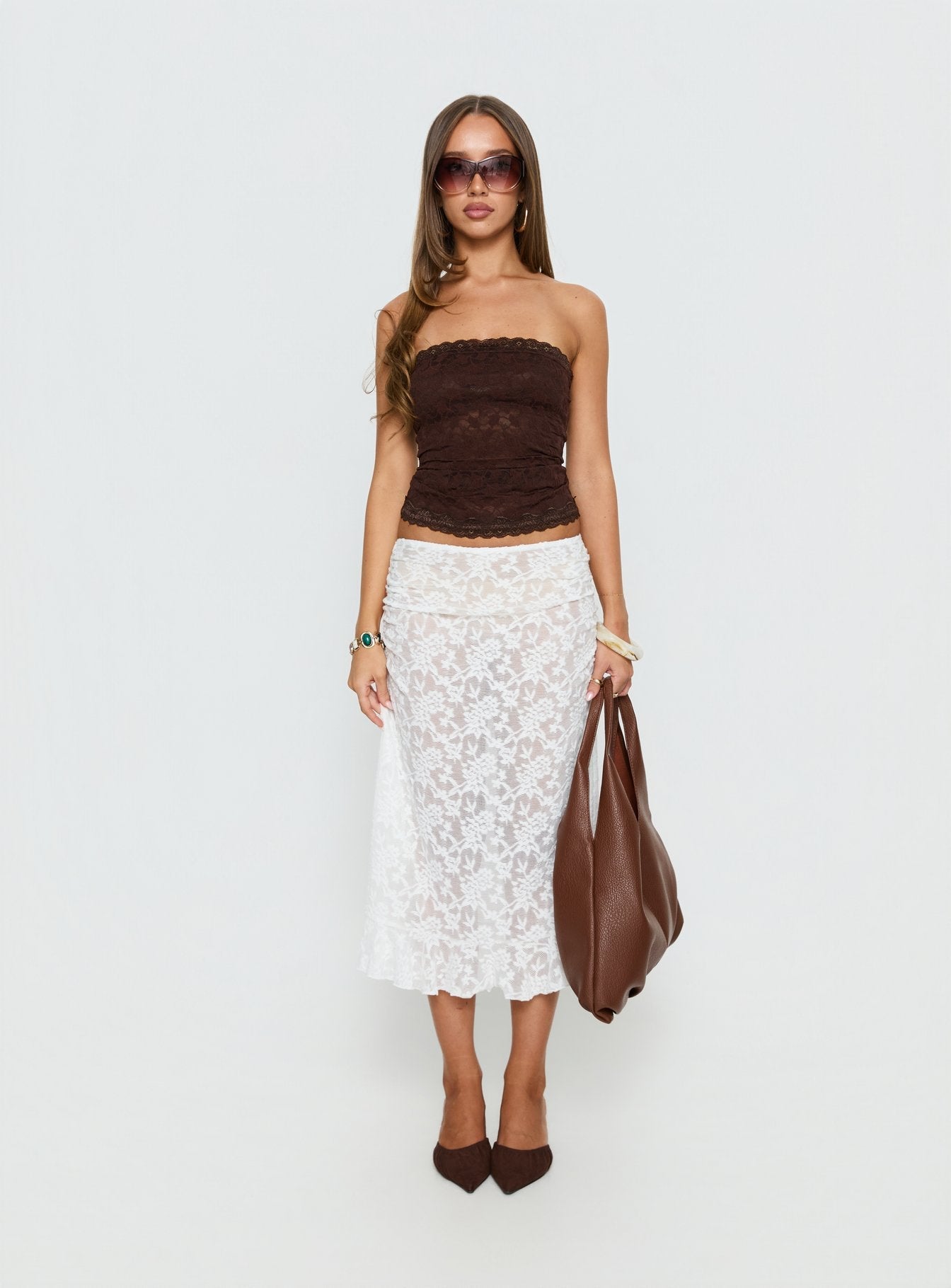 Mochapella Strapless Top Chocolate - women's top by Ellevoria - view 7