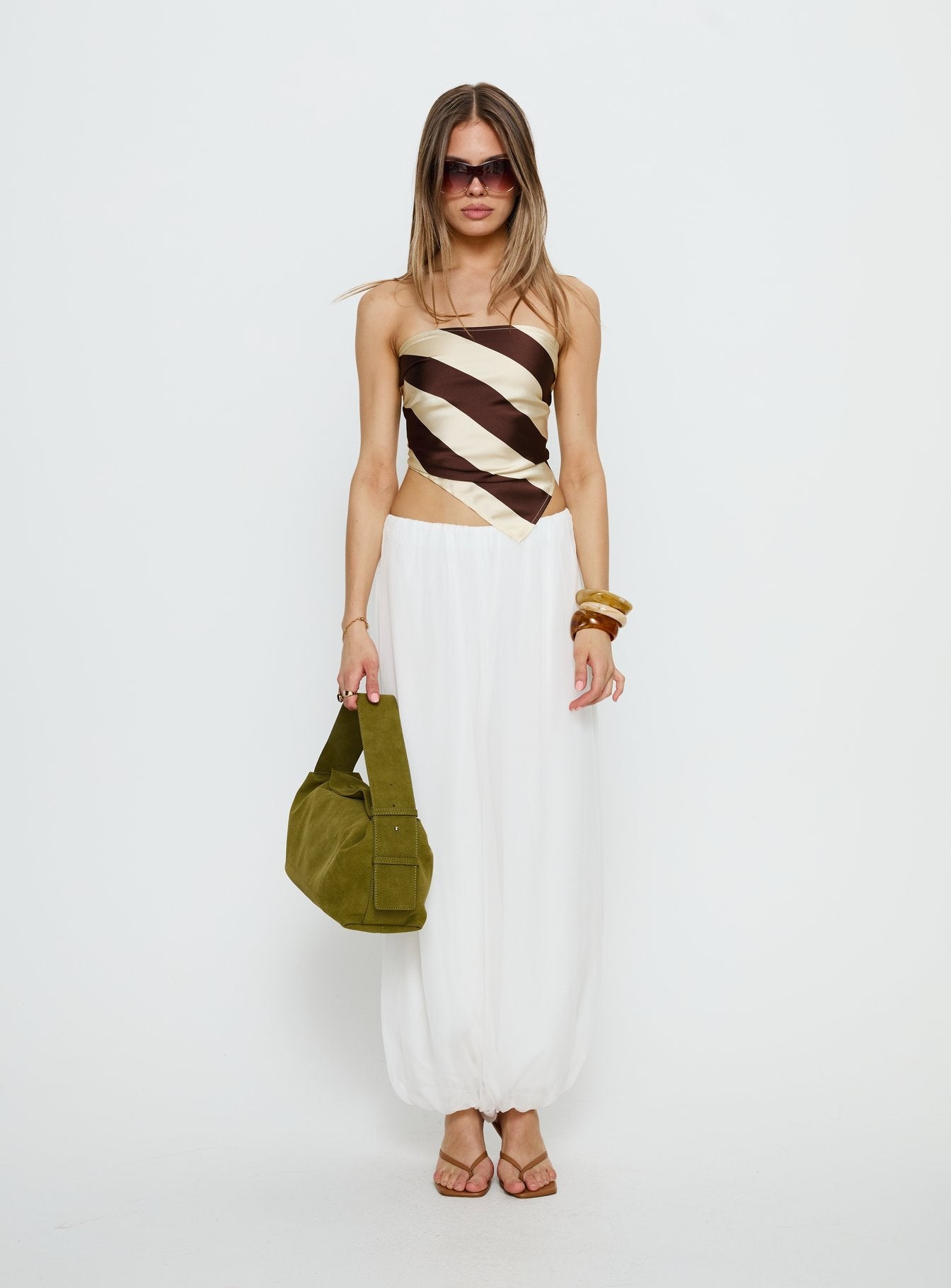 Mirosa Balloon Leg Pants White - loose fit women's bottoms by Ellevoria