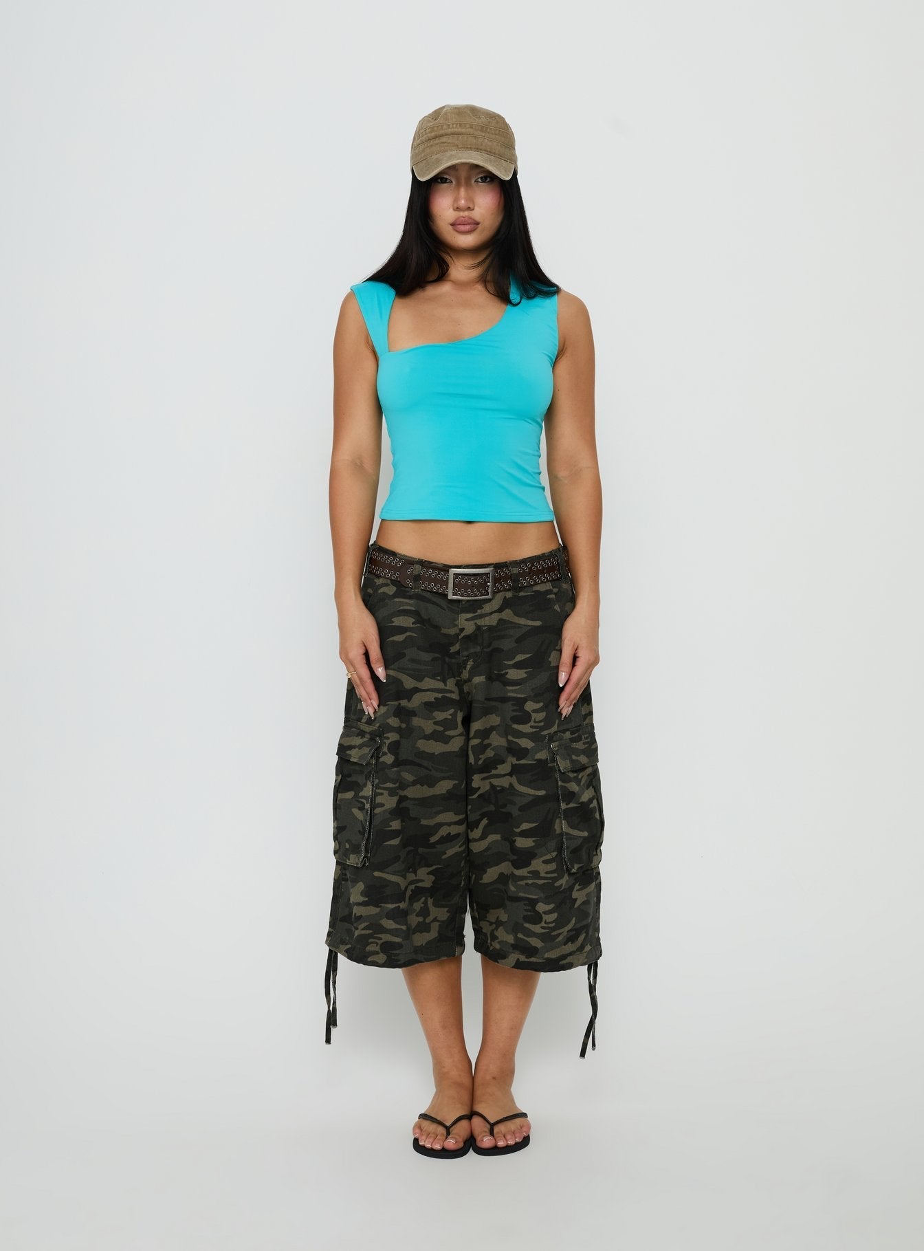 Tannen Cut Out Tank Top Cyan - women's top by Ellevoria - view 7