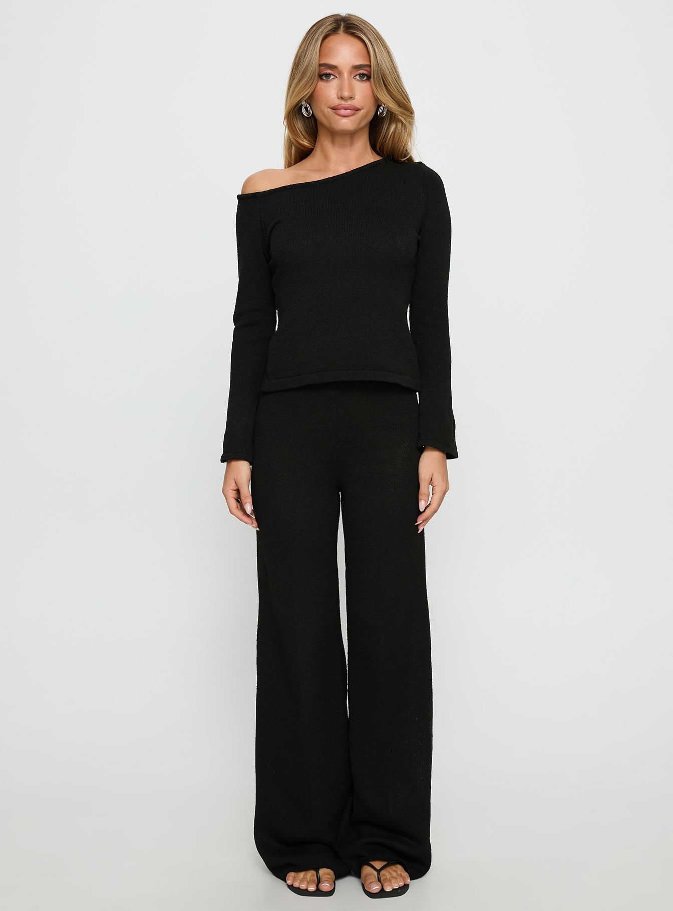 Jaede Off Shoulder Knit Sweater Black women's sweater by Ellevoria