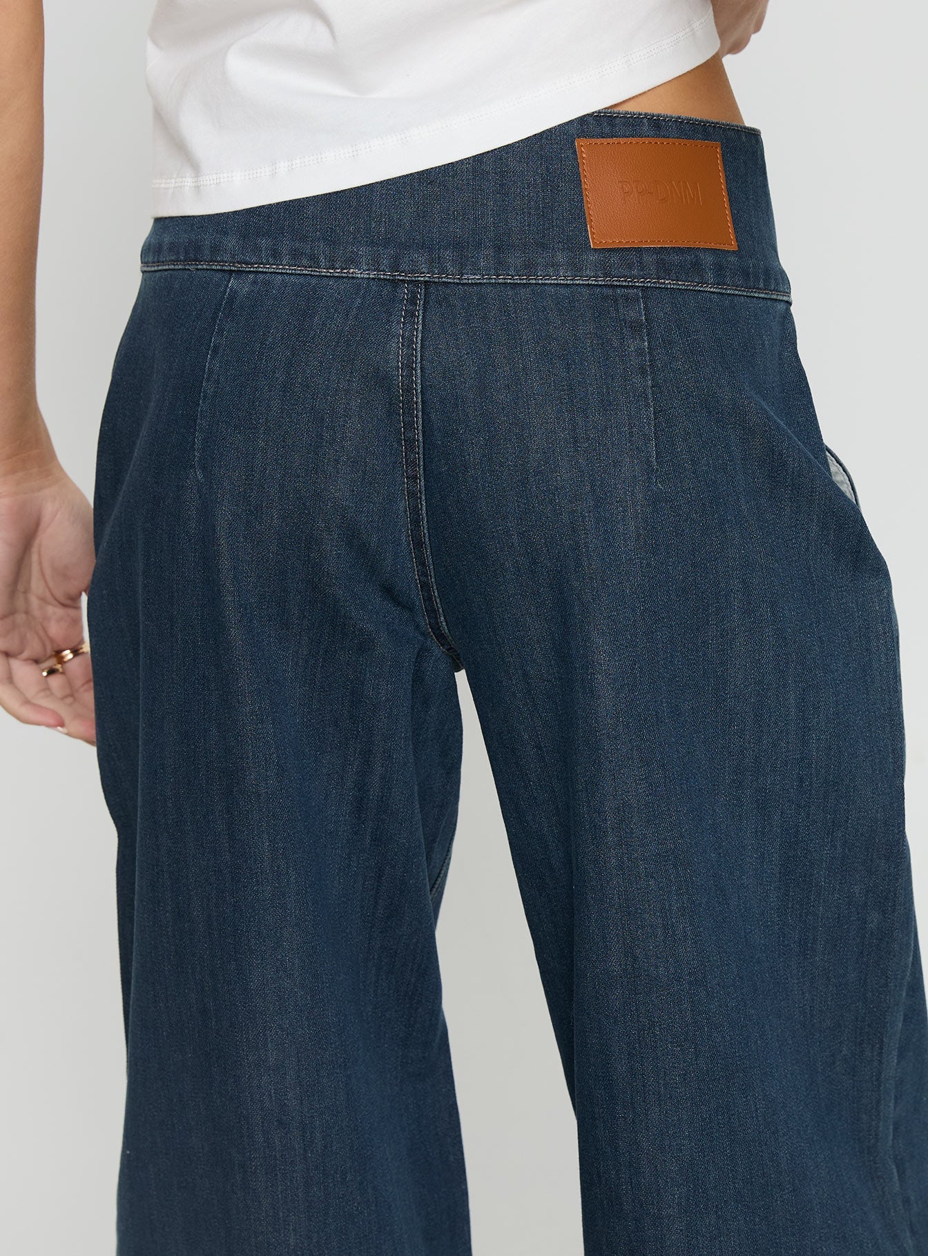 Nikoletta Foldover Jeans Dark Wash / Check women's denim jeans by Ellevoria