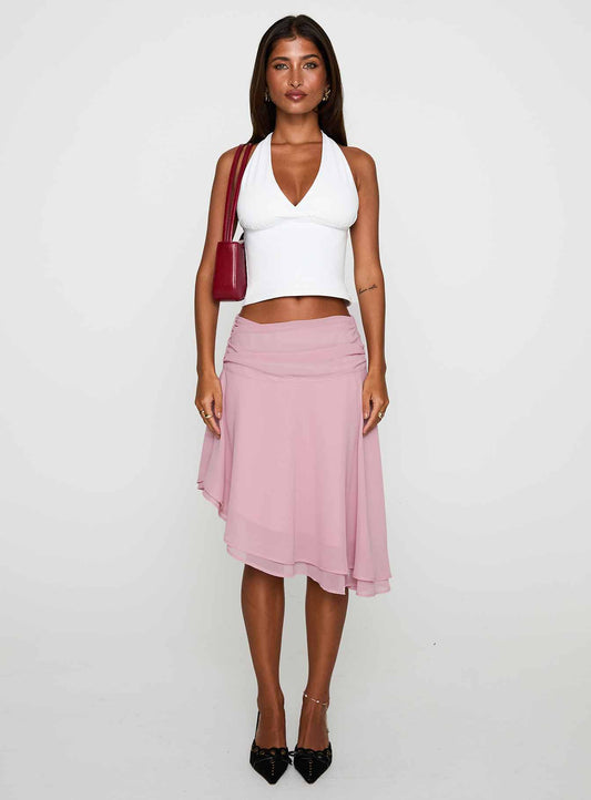 Evanescence Asymmetrical Midi Skirt Pastel Pink women's skirt by Ellevoria