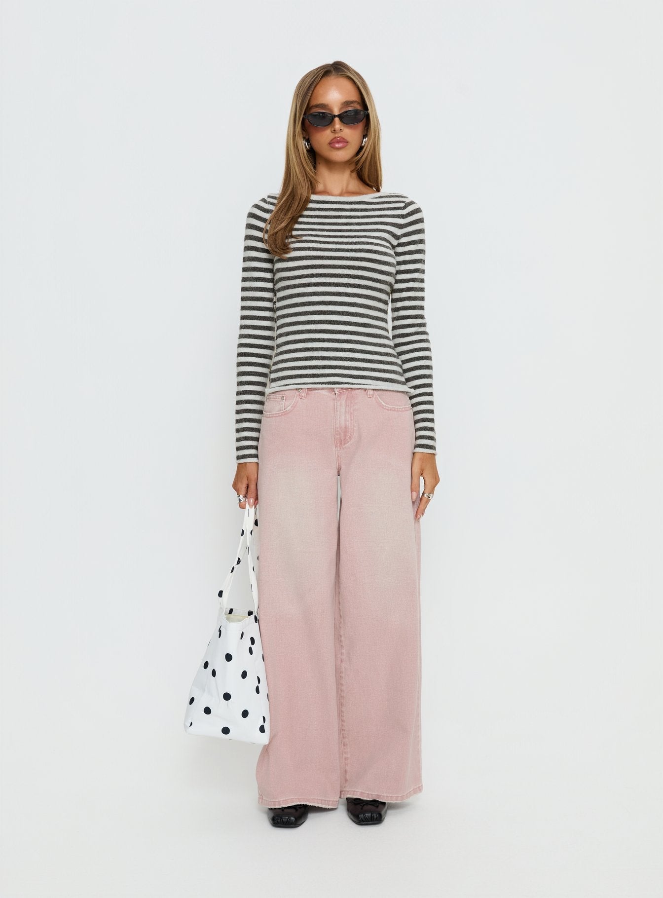 Lucky Dip Mid Rise Straight Leg Jeans Washed Pink women's denim jeans by Ellevoria