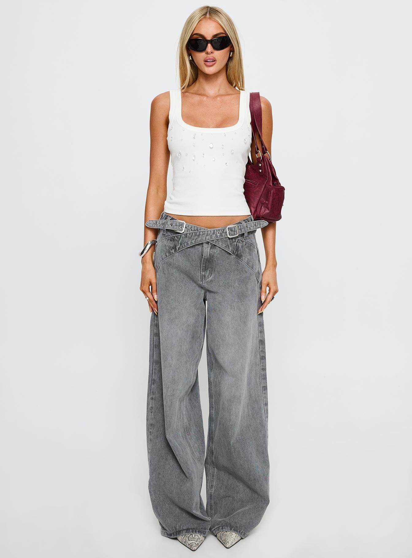 Diviana Droplet Rib Tank Top White - women's top by Ellevoria - view 7
