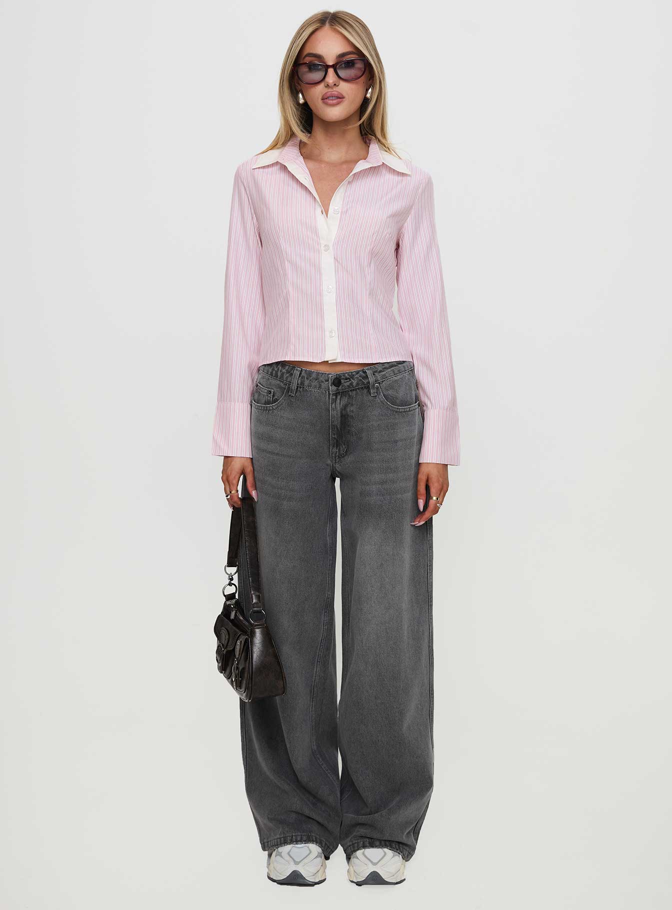 Ramos Low Rise Wide Leg Jeans Grey Wash women's denim jeans by Ellevoria