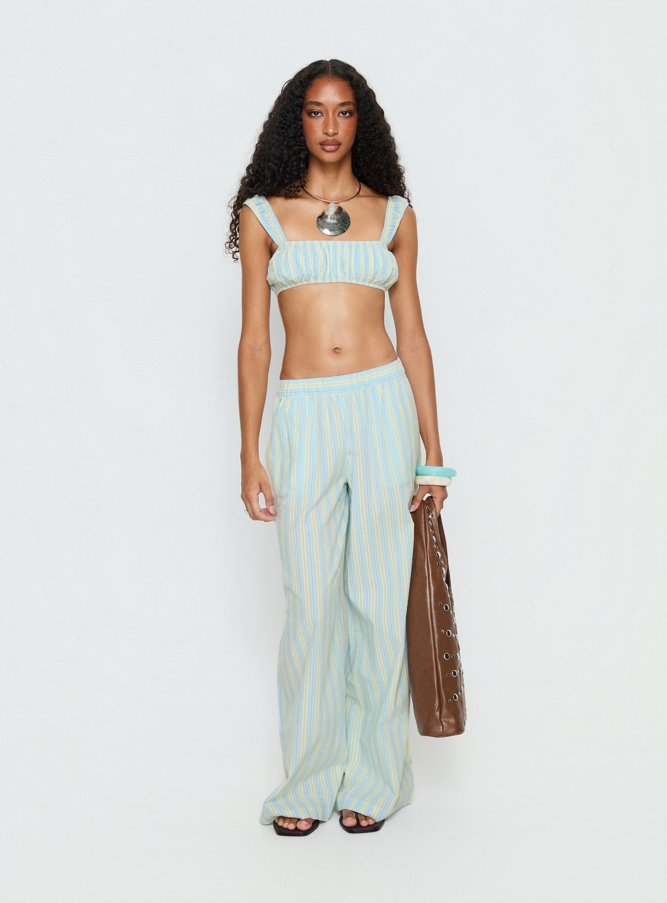 Talyssa Elasticated Waist Pants Blue Stripe women's pant set by Ellevoria