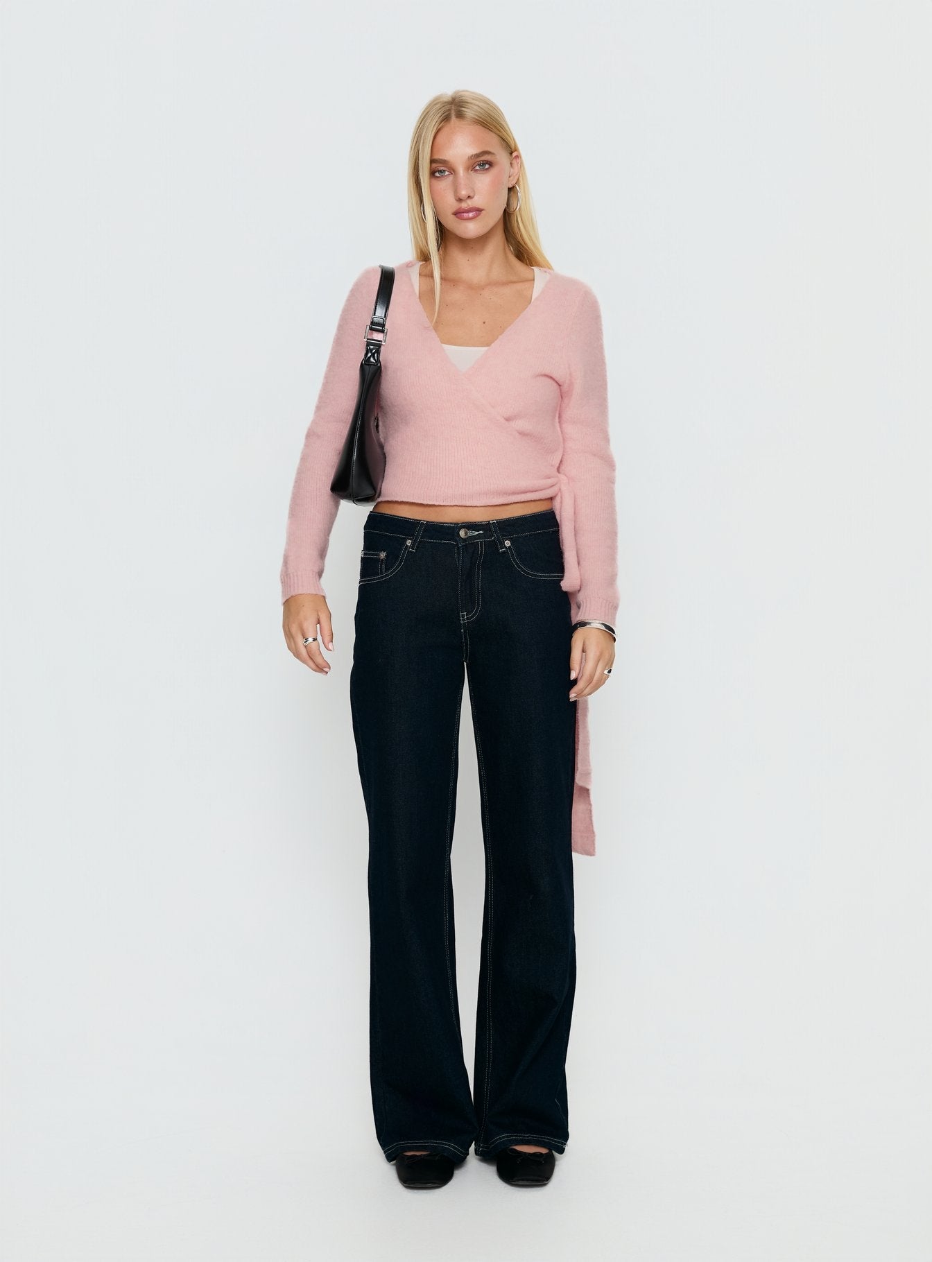 Tonee Wrap Knit Cardigan Pink women's sweater by Ellevoria