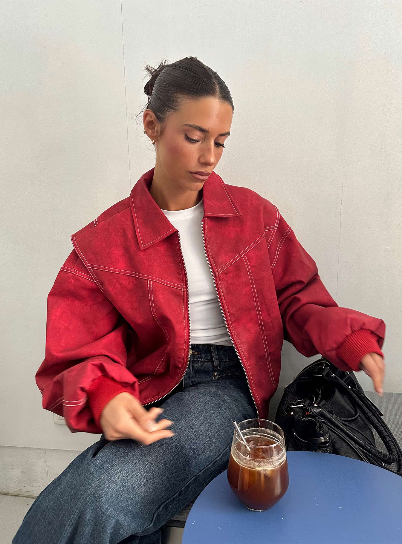 Vista Bomber Jacket Crimson women's jacket by Ellevoria