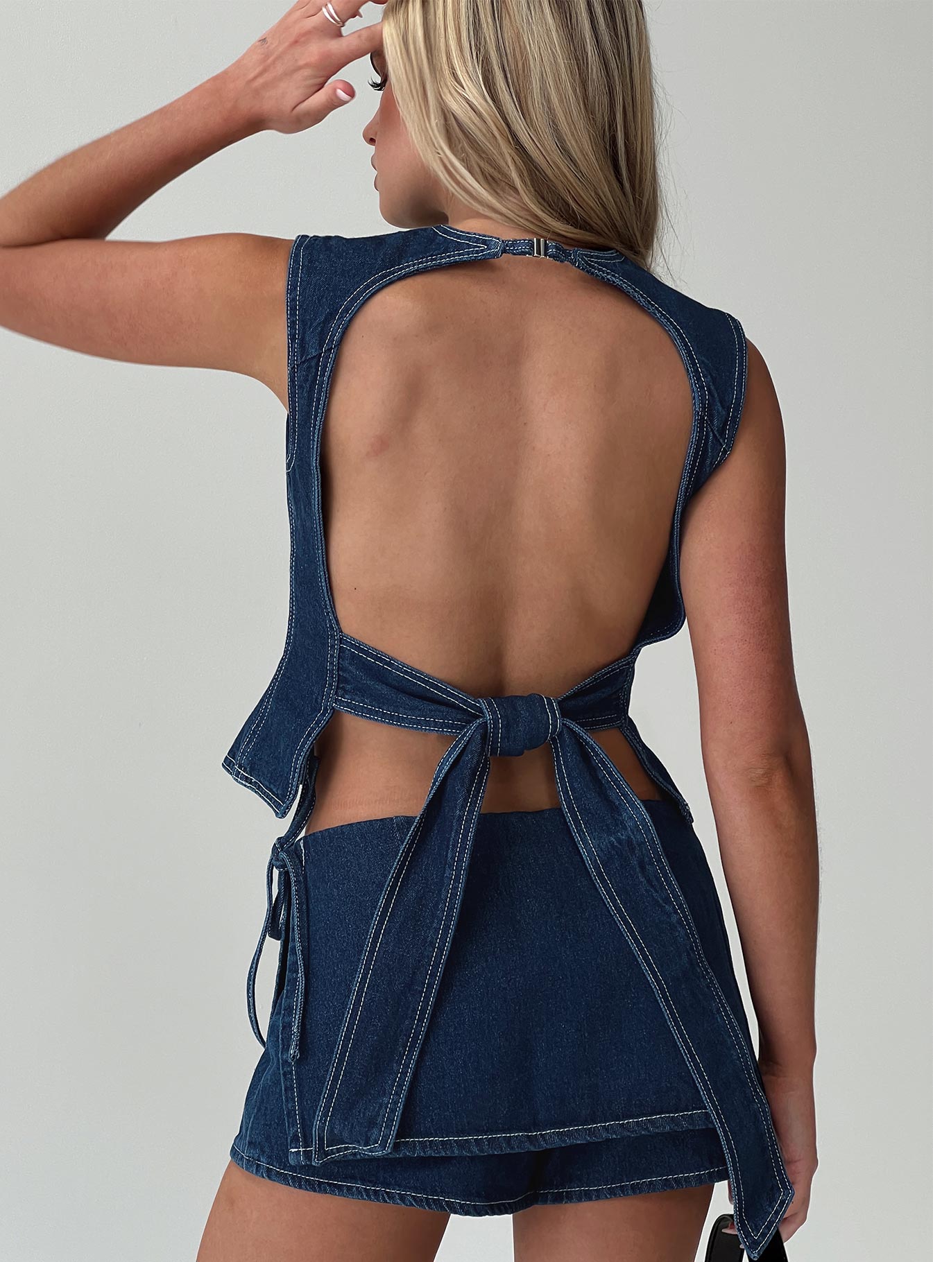 Countryside Skort Blue Denim women's two piece set by Ellevoria