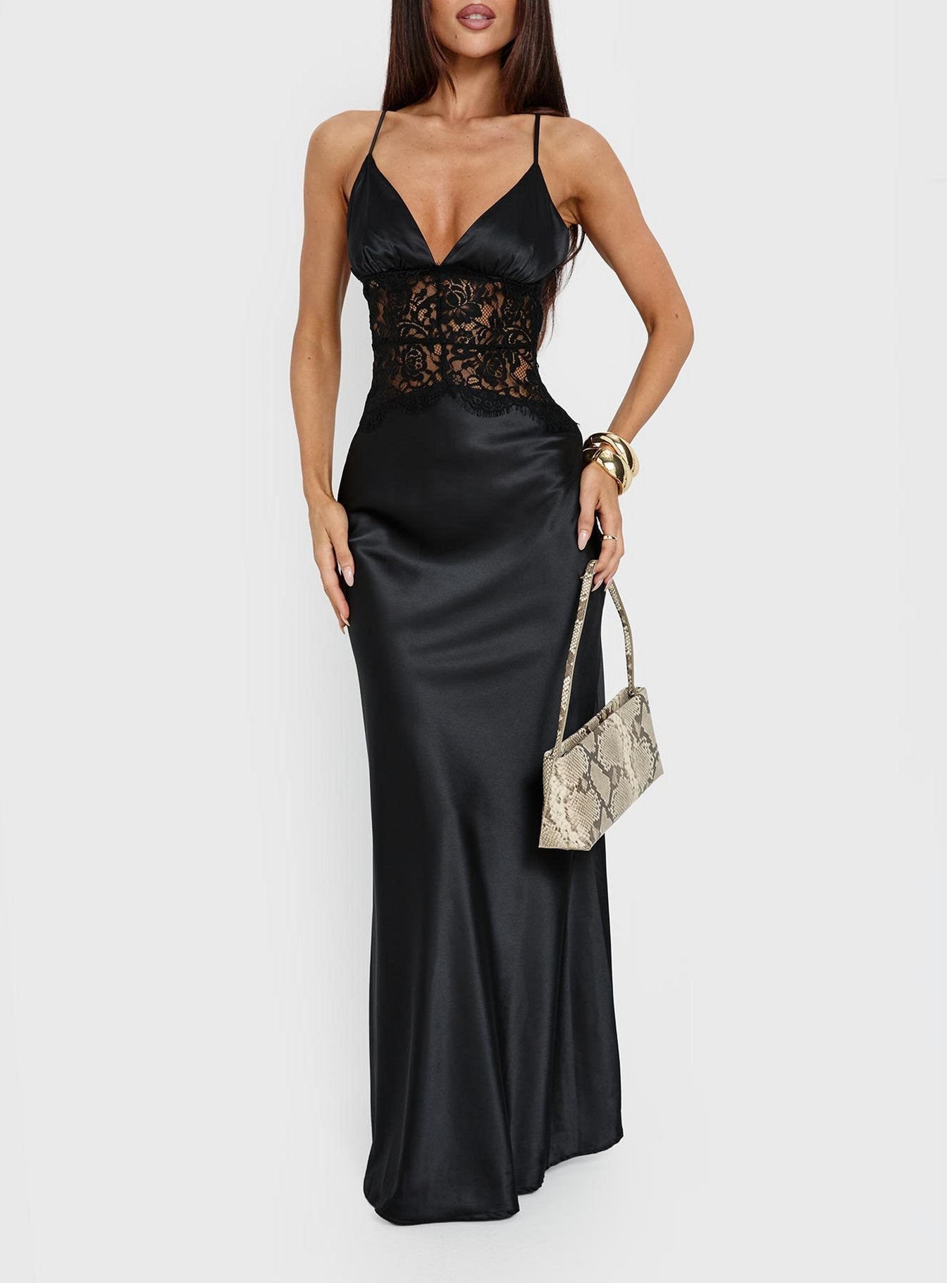 Klairee Lace Maxi Dress Black - women's maxi dress by Ellevoria - view 8
