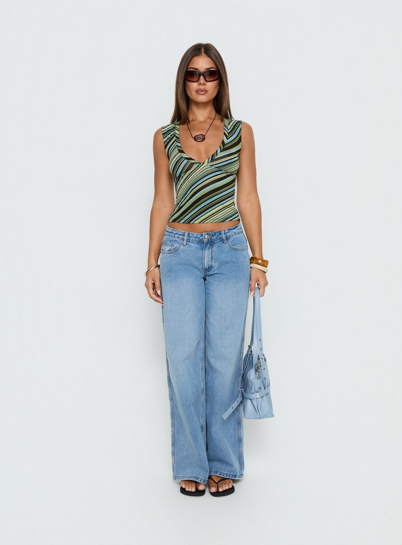 Ramos Low Rise Wide Leg Denim Jeans Bright Blue Wash women's denim jeans by Ellevoria