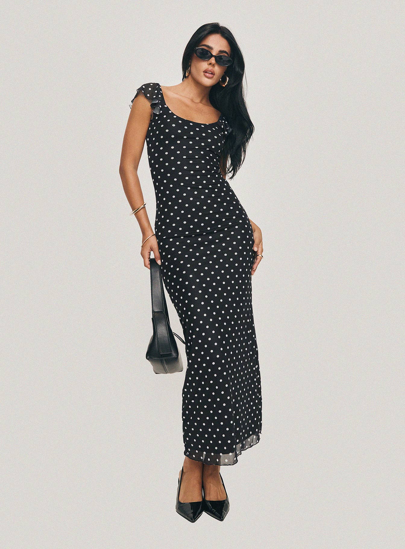 Sandberg Maxi Dress Black Polka Dot - women's maxi dress by Ellevoria - view 8