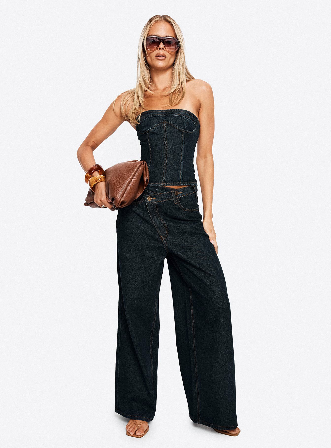 Blue Crush Low Rise Wide Leg Jeans Indigo women's denim jeans by Ellevoria