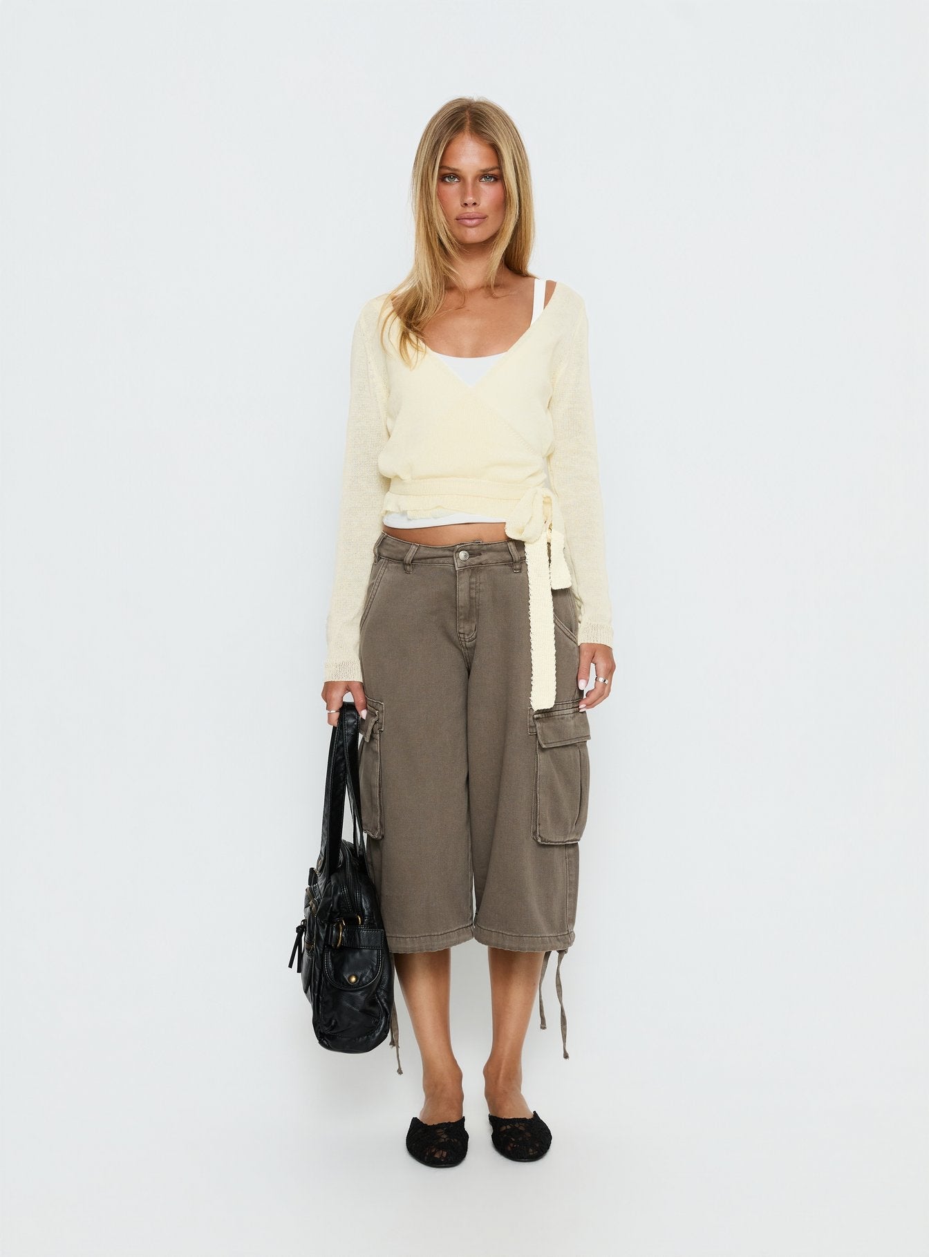 Tonee Sheer Wrap Knit Cardigan Butter Cream women's sweater by Ellevoria