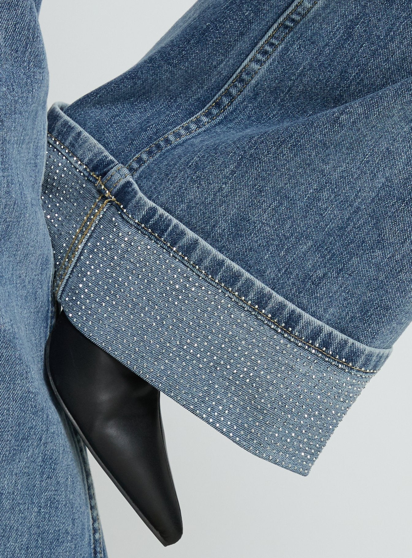 Ramos Diamante Low Rise Wide Leg Jeans Washed Mid Blue women's denim jeans by Ellevoria