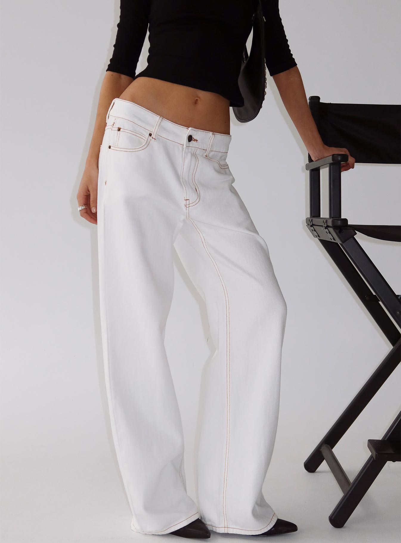 Top Model Low Rise Straight Leg Jeans Porcelain women's two piece set by Ellevoria