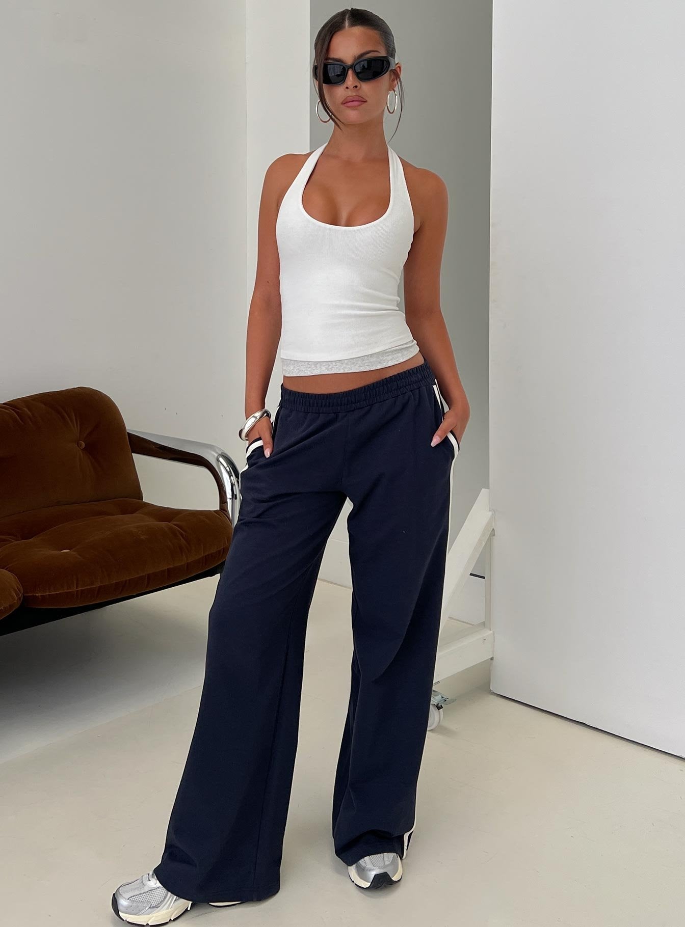 Debee Layered Halter Top White / Grey - women's top by Ellevoria - view 8