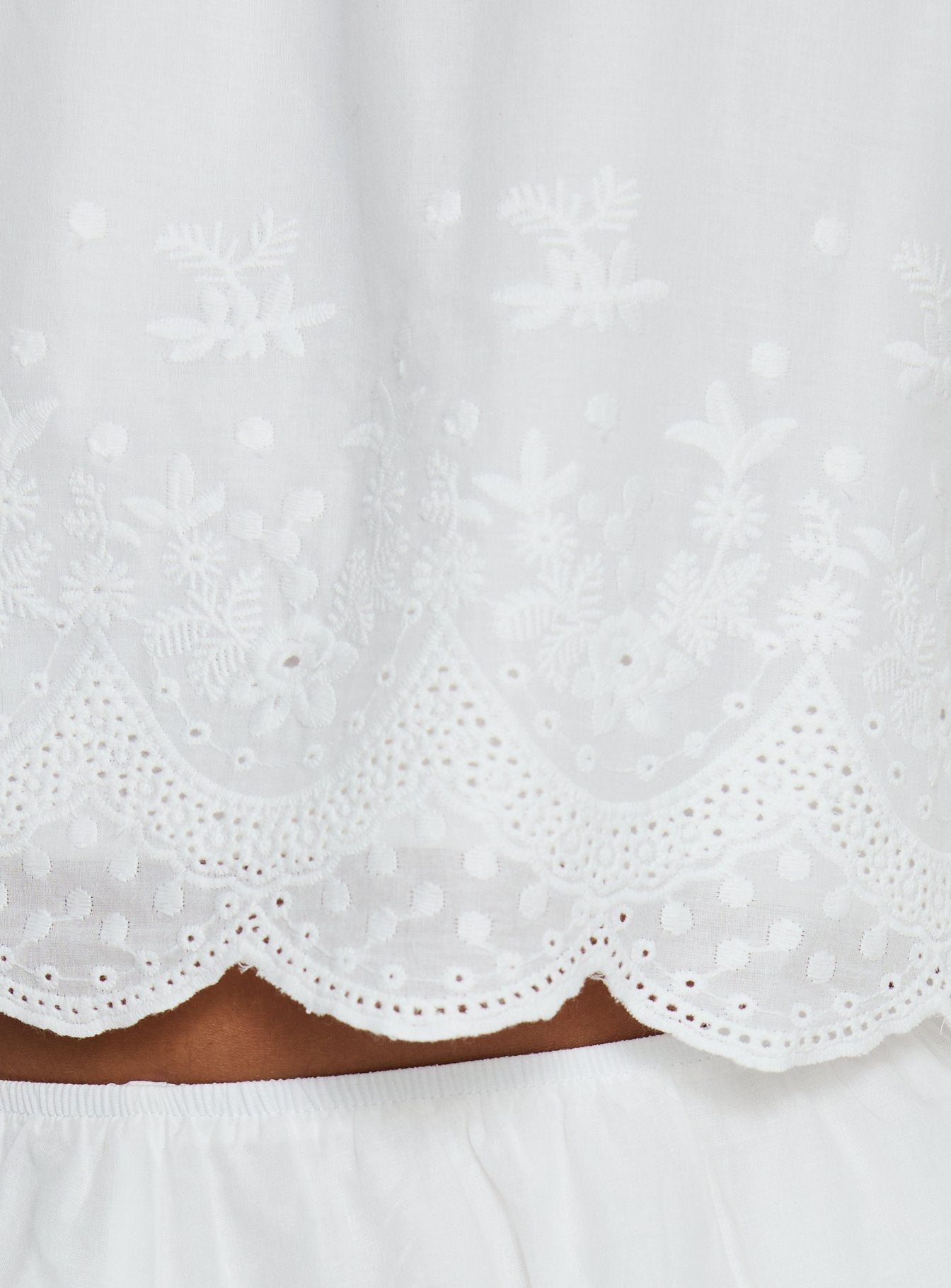 Madison Avenue Embroidered Detail Top White women's two piece set by Ellevoria