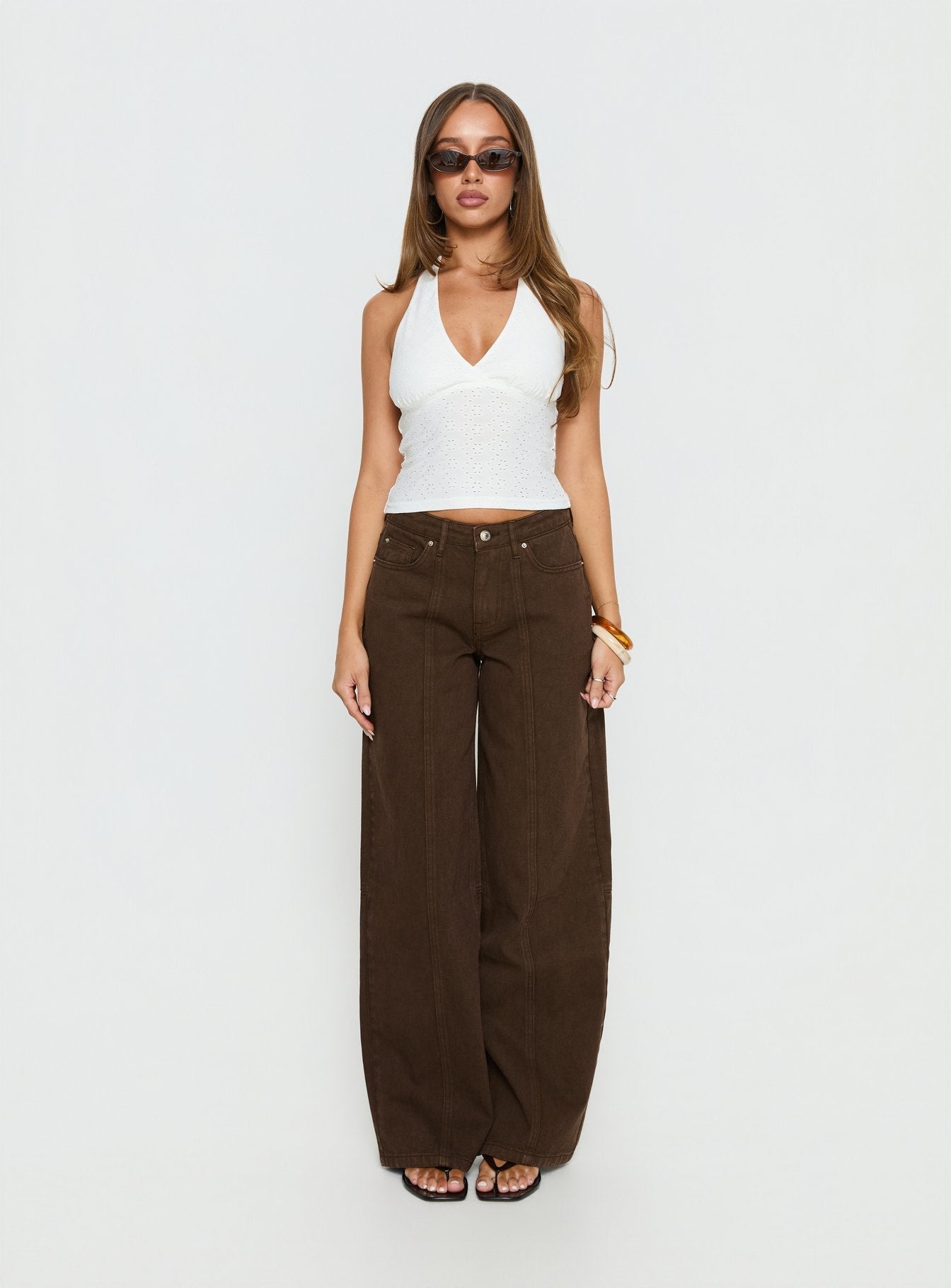 Lando Low Rise Straight Leg Jeans Chocolate women's denim jeans by Ellevoria
