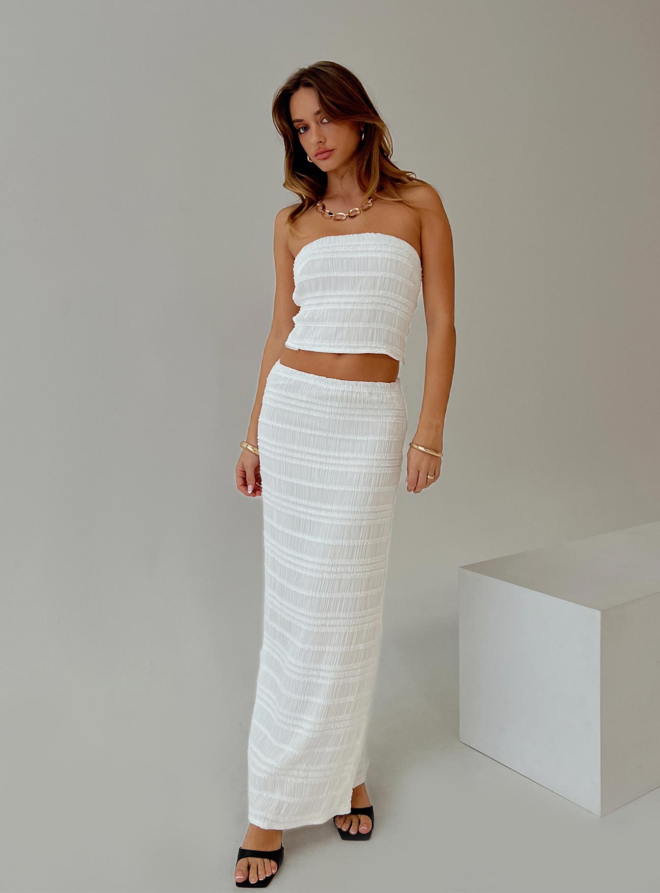 Orzo Set Cream women's skirt set by Ellevoria