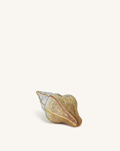 Conch Shape Faux Crystal Clutch - Gold