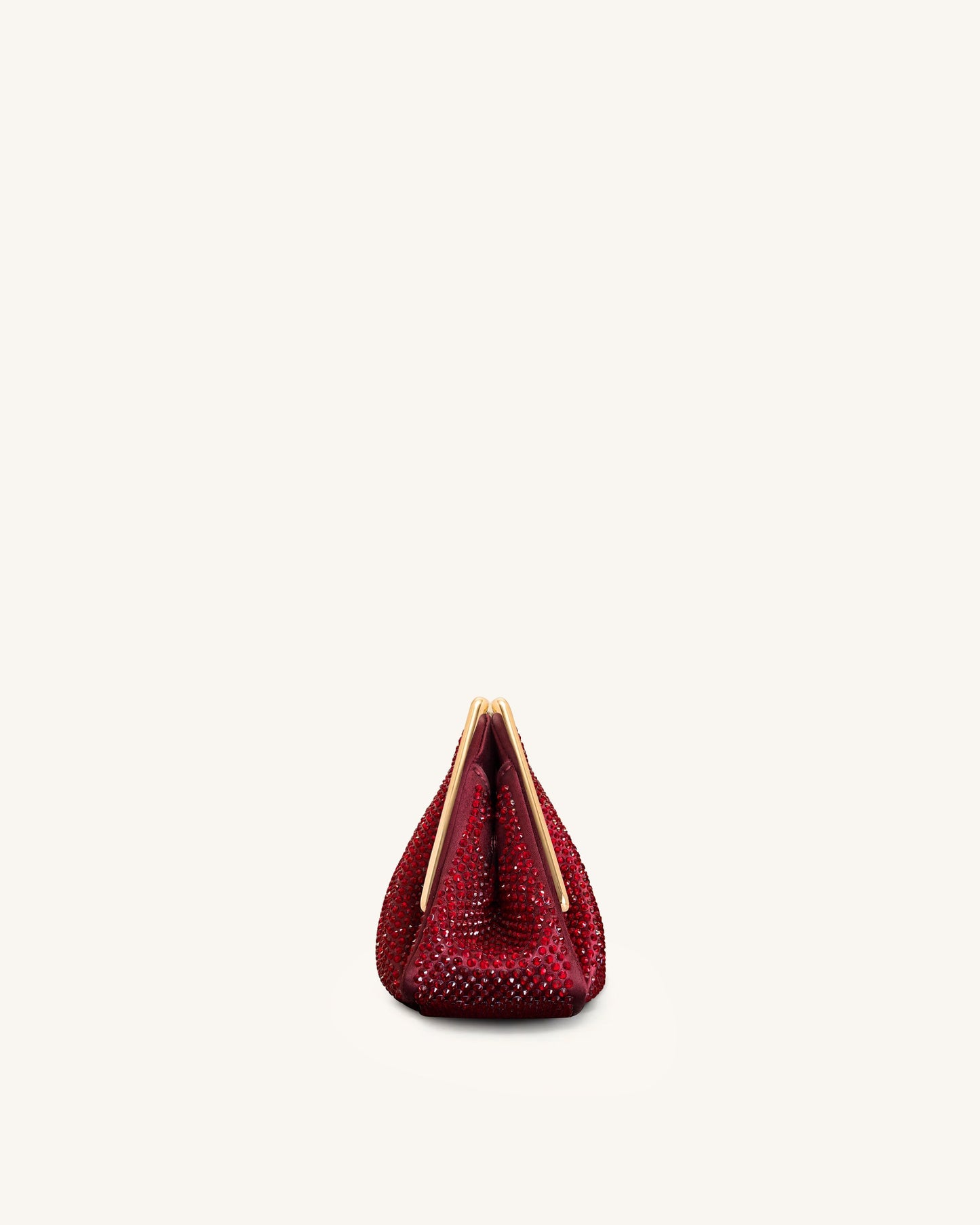 Lila Artificial Crystal Metal Frame Clutch - Red
