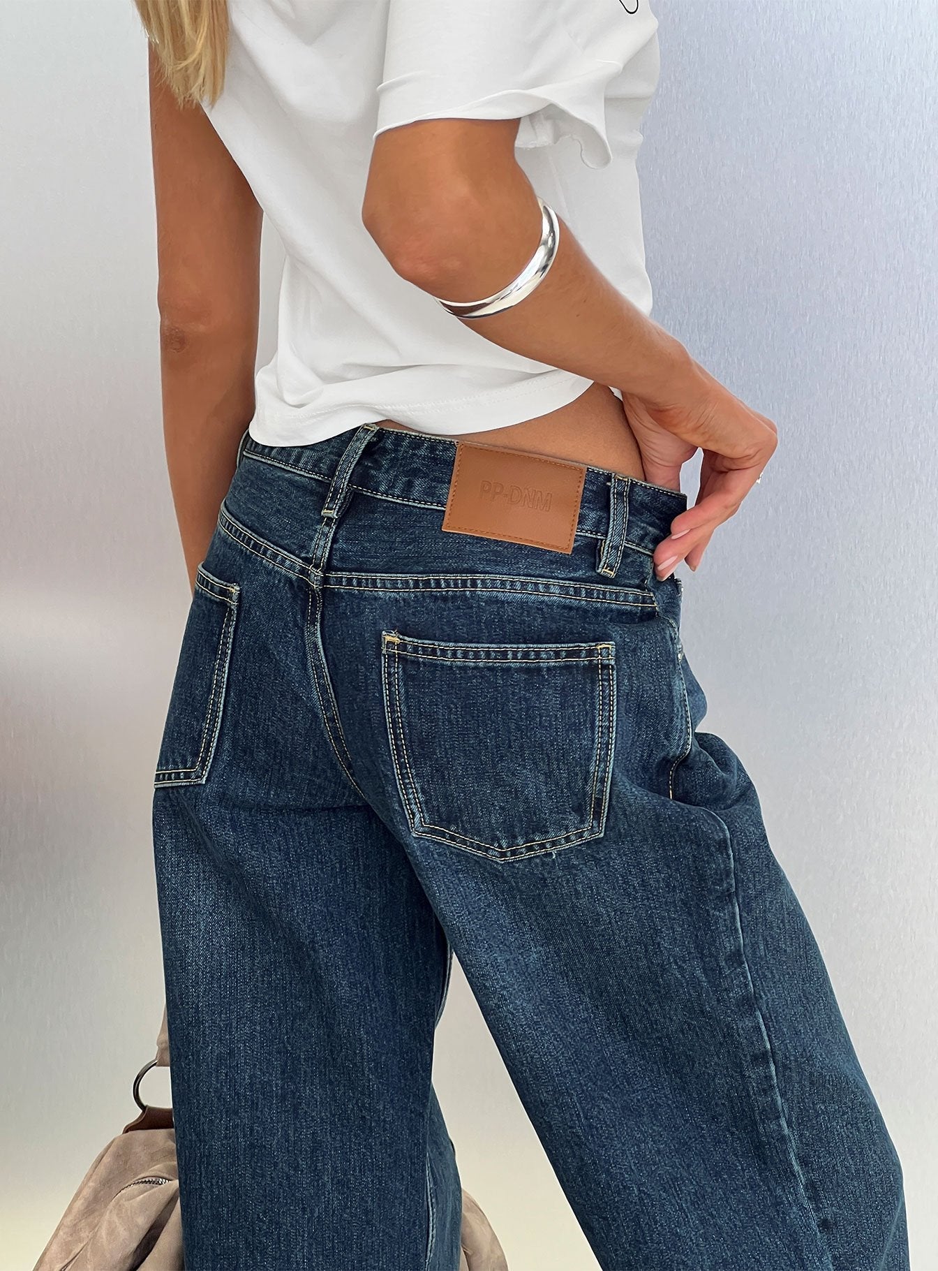 Serenitia Mid Rise Relaxed Jeans Dark Blue Wash women's denim jeans by Ellevoria
