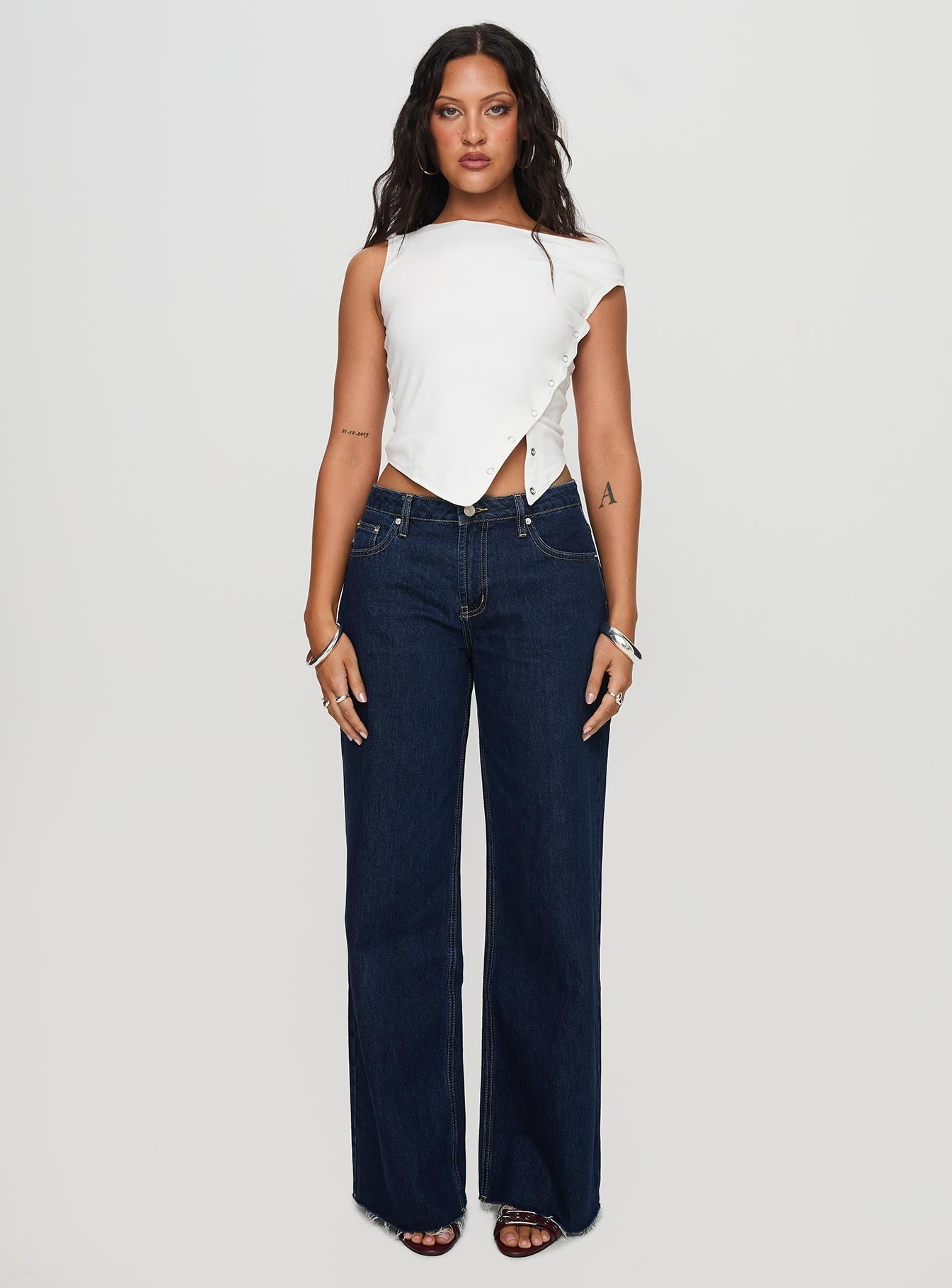 Darla Low Rise Straight Leg Jean Dark Blue Wash Petite women's denim jeans by Ellevoria