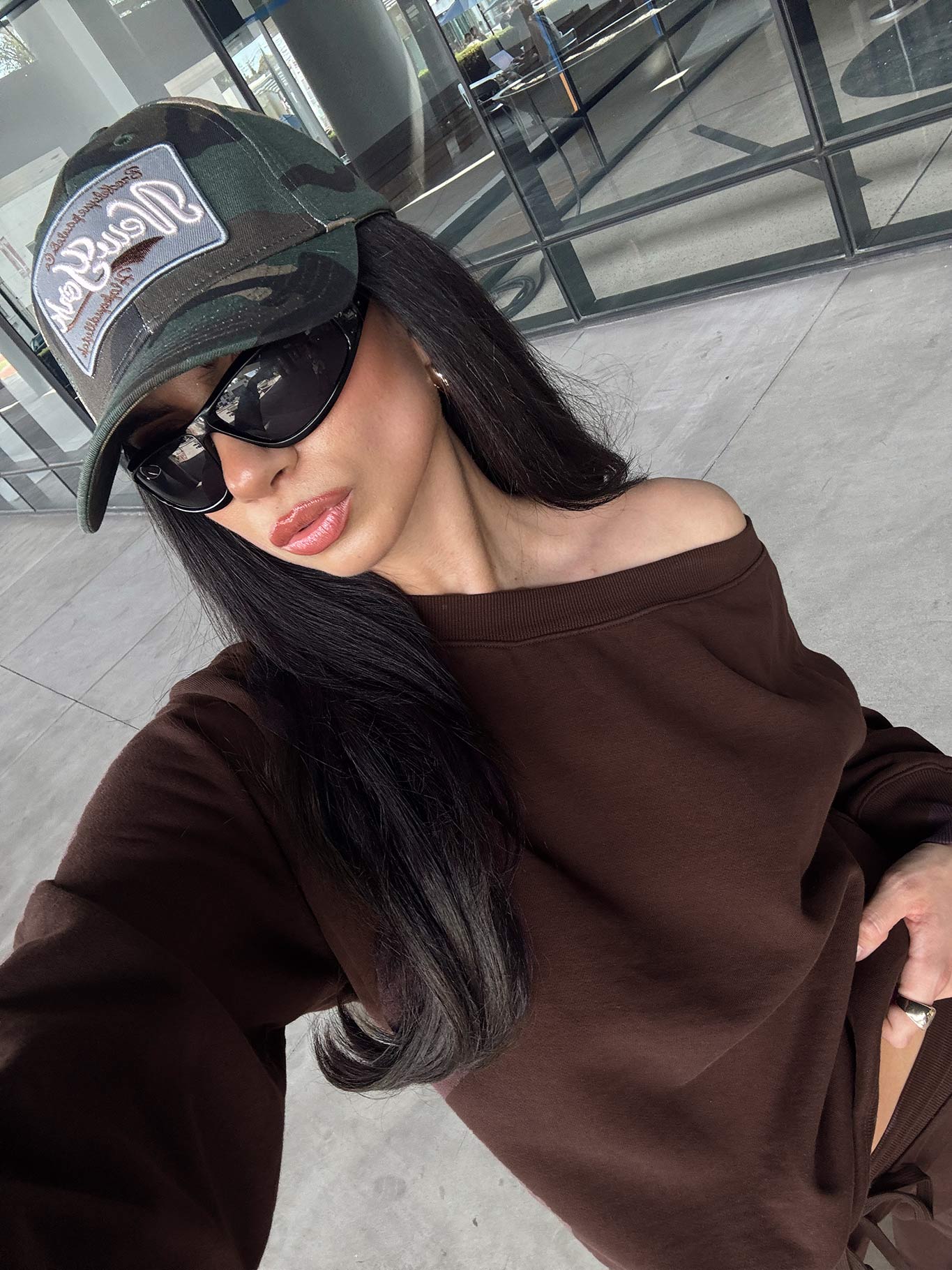 Wellness Off The Shoulder Jumper Brown women's sweater by Ellevoria