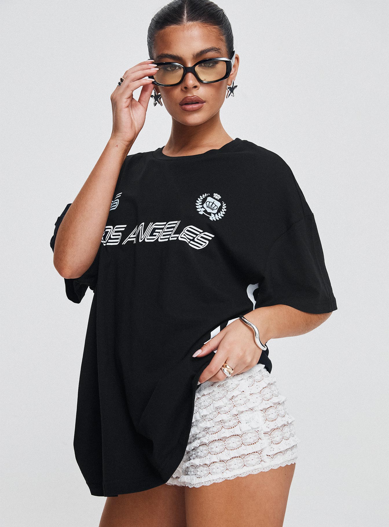 Goal La Oversized Tee Black - women's top by Ellevoria - view 10