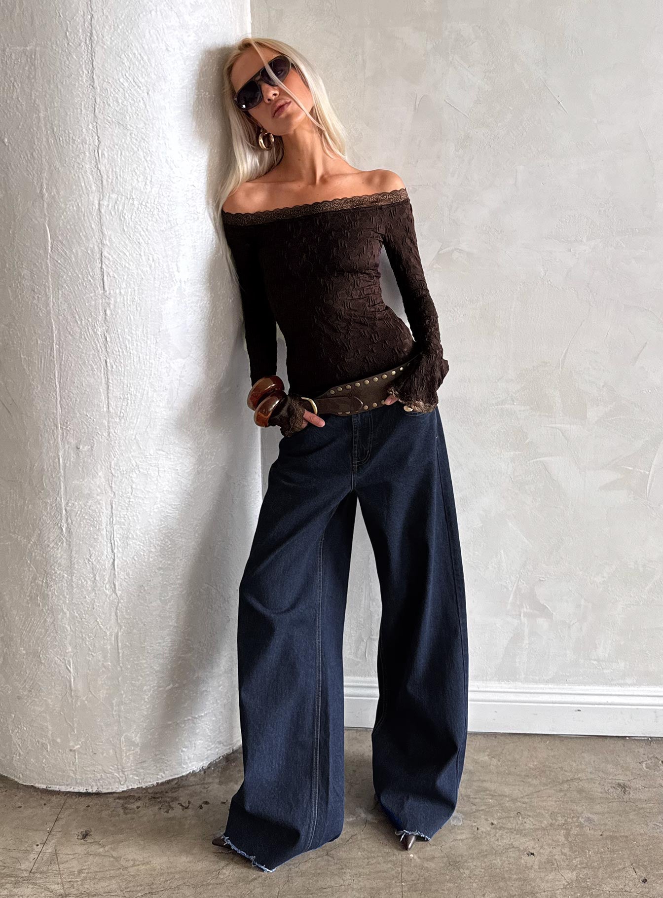 Mochapella Off The Shoulder Top Brown - women's top by Ellevoria - view 10