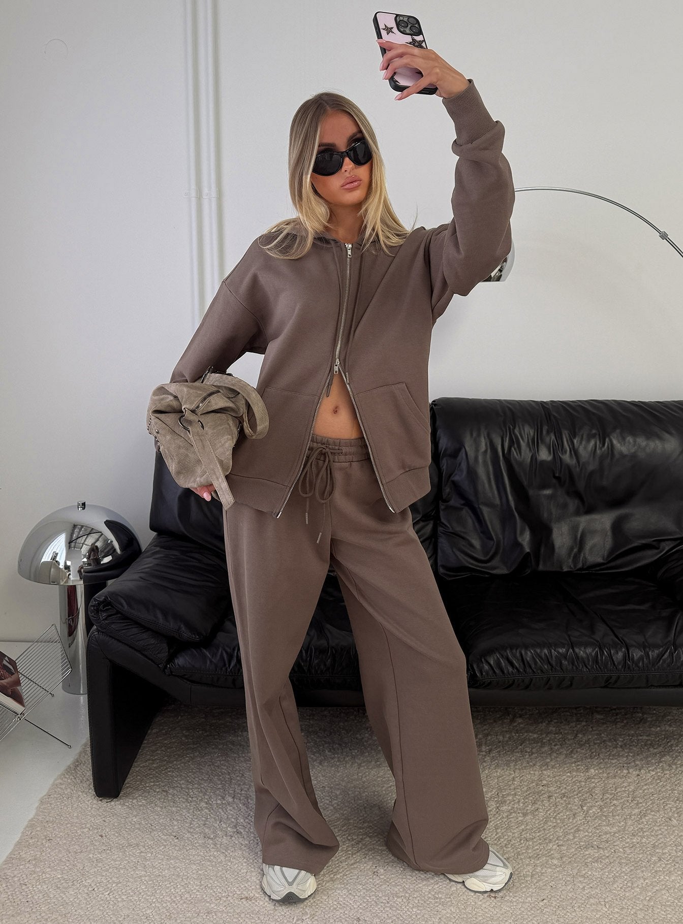 All Day Oversized Hoodie Mocha women's sweater by Ellevoria
