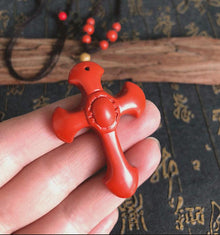 Cinnabar Cross Pendant Necklace