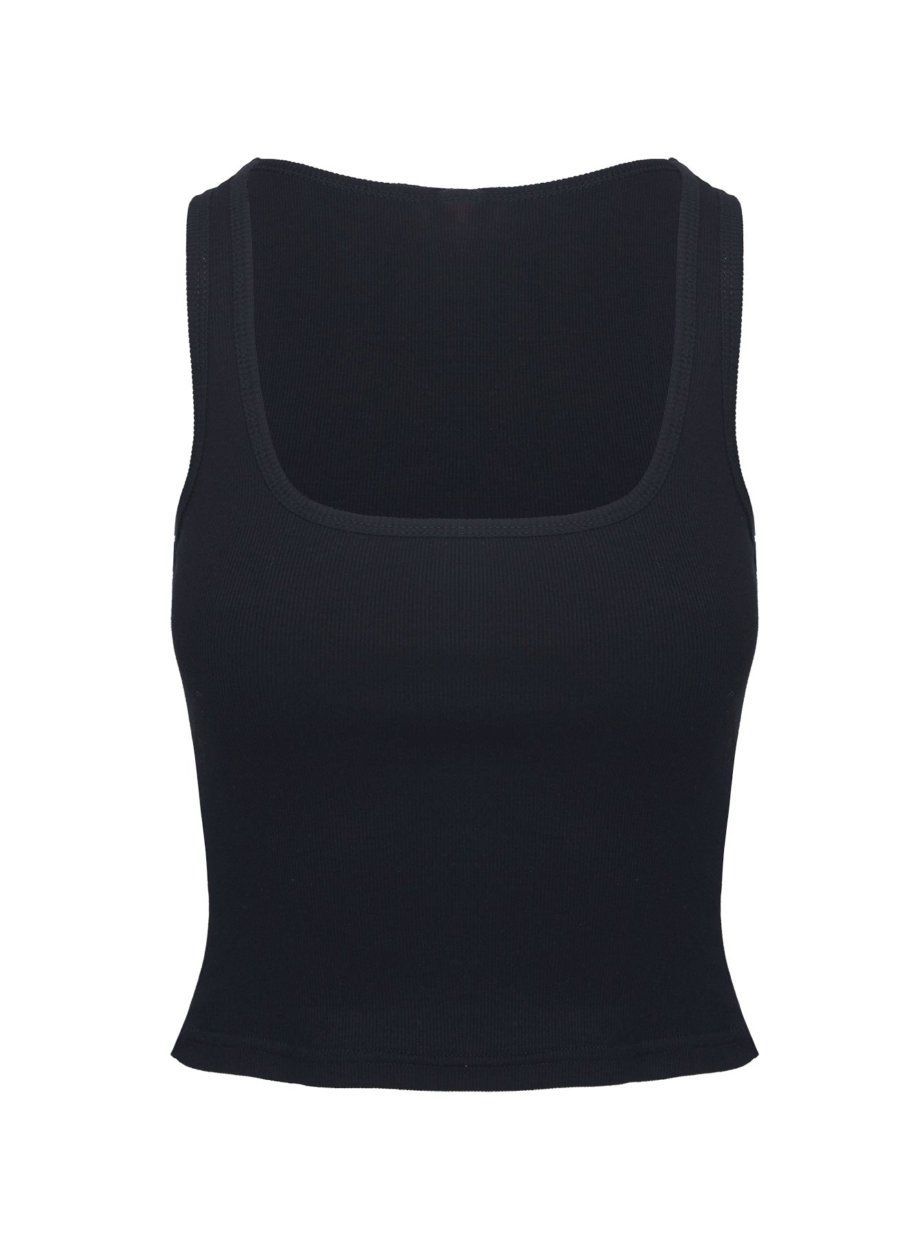 Baseline Square Neck Rib Tank Top Black - women's top by Ellevoria - view 10
