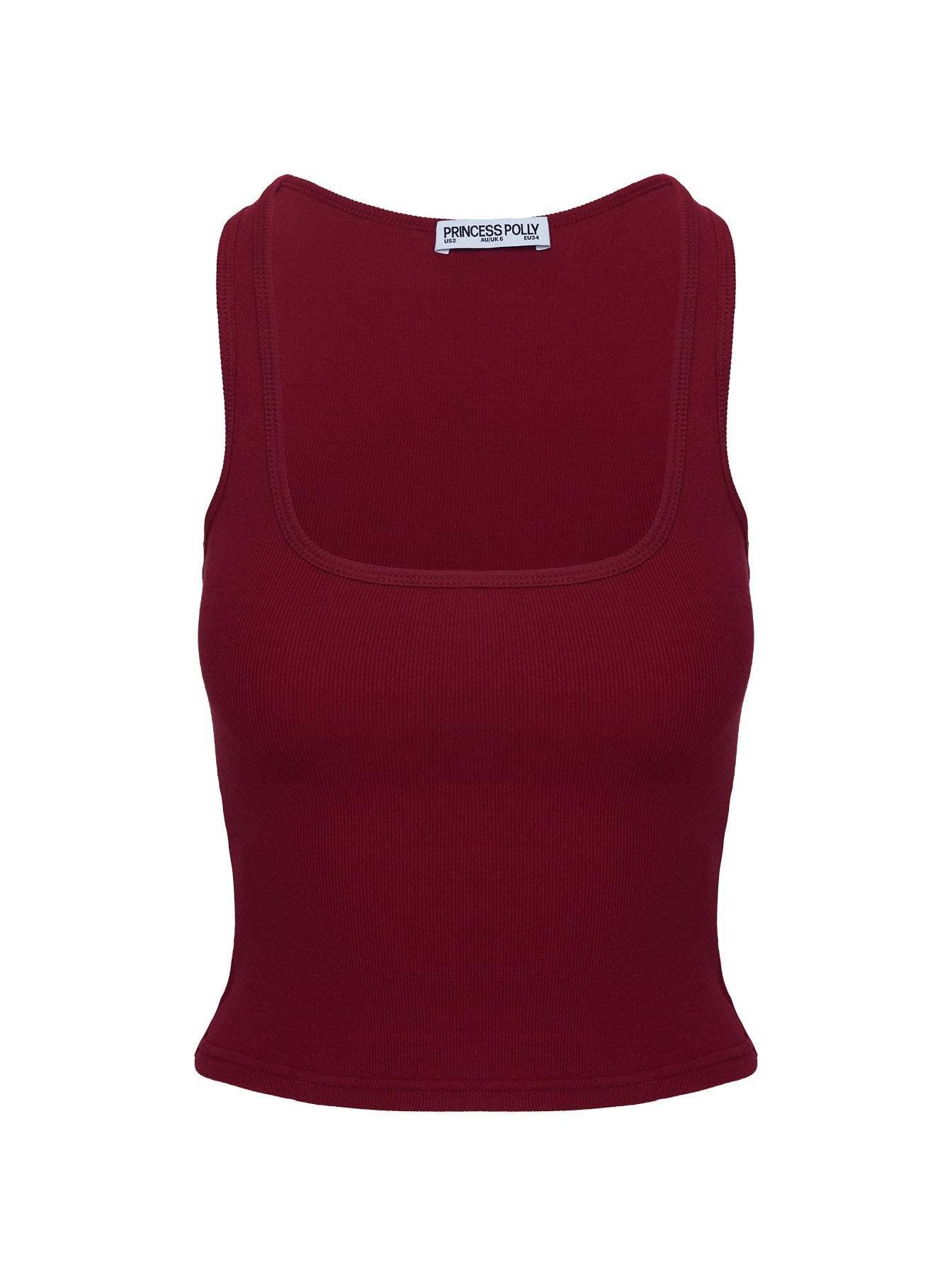 Baseline Square Neck Rib Tank Top Red - women's top by Ellevoria - view 10