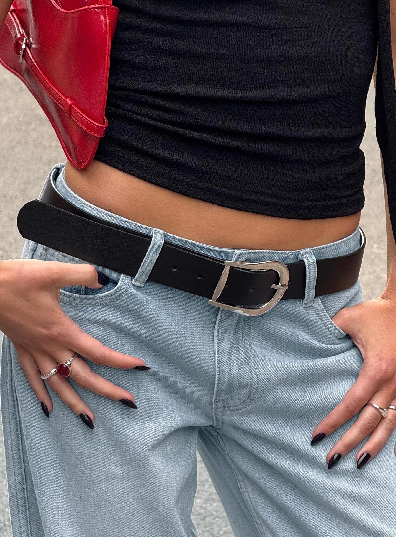 Breslin Belt Black / Silver women's belt by Ellevoria