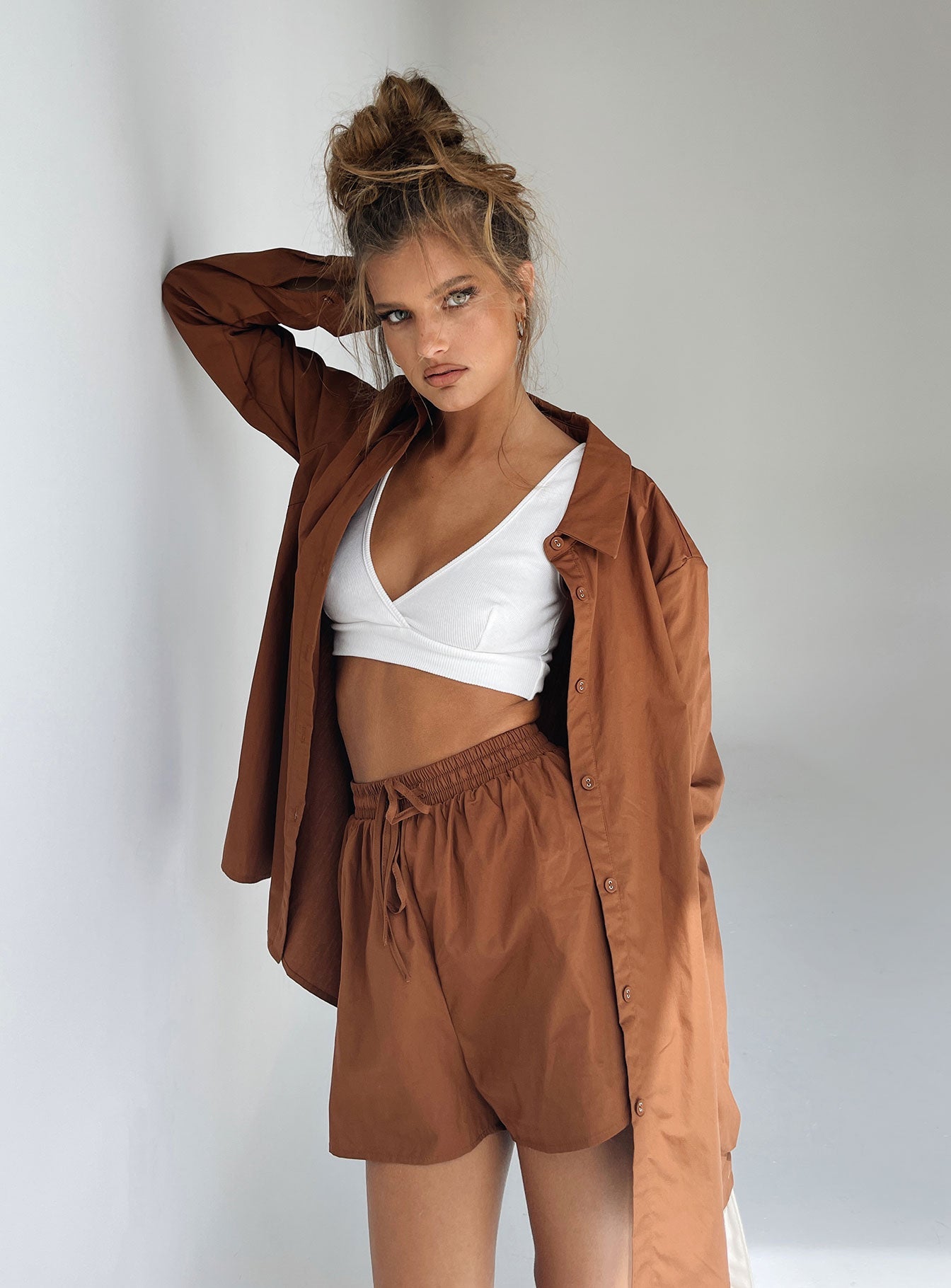 The Chloe Set Brown - women's shirt by Ellevoria - view 8