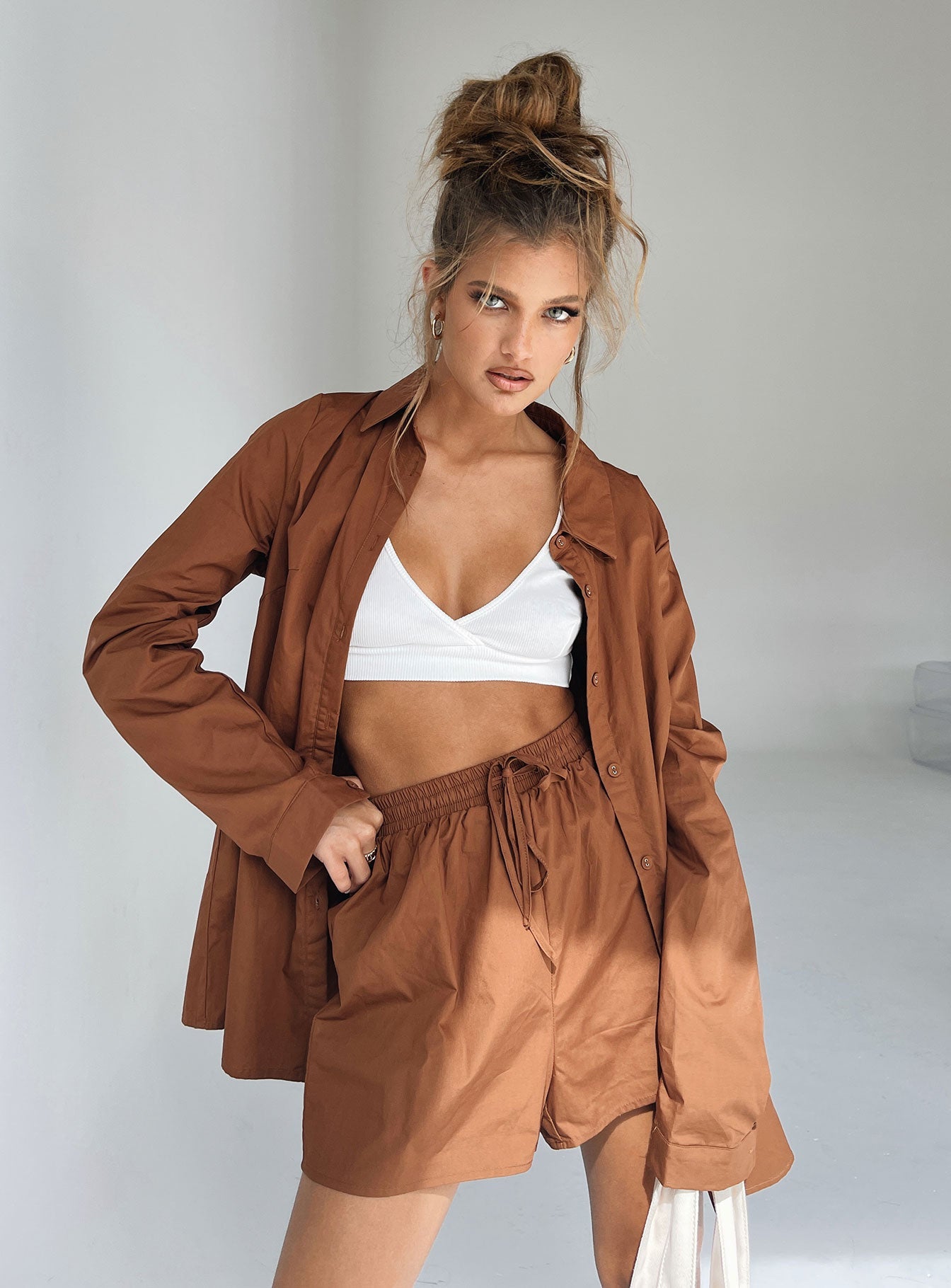 The Chloe Set Brown - women's shirt by Ellevoria - view 7