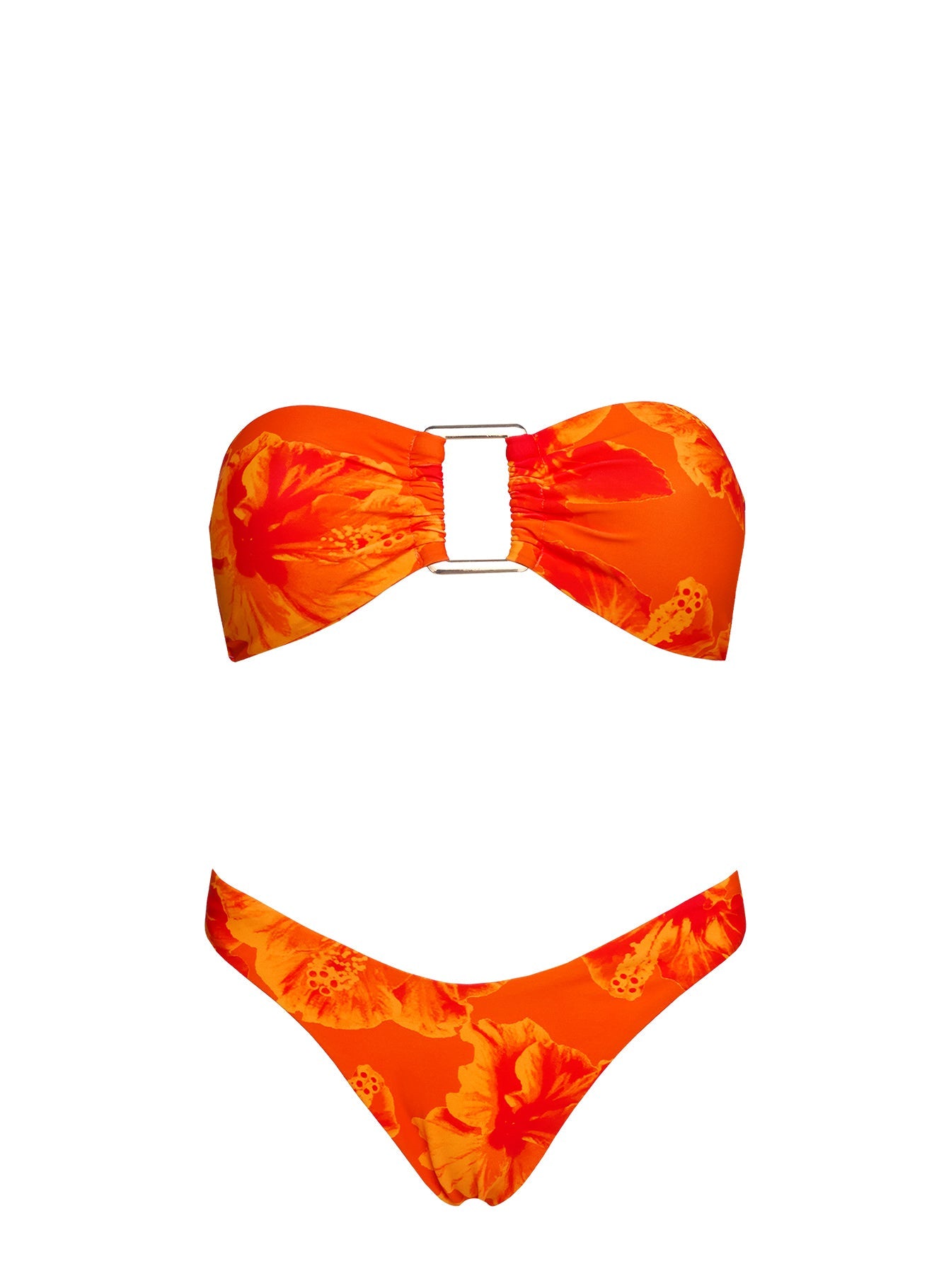Calbira Cheeky Bikini Bottoms Orange Hibiscus women's matching set by Ellevoria