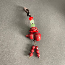 Lotus & Gourd Cinnabar Car Charm