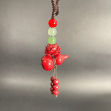 Lotus & Gourd Cinnabar Car Charm